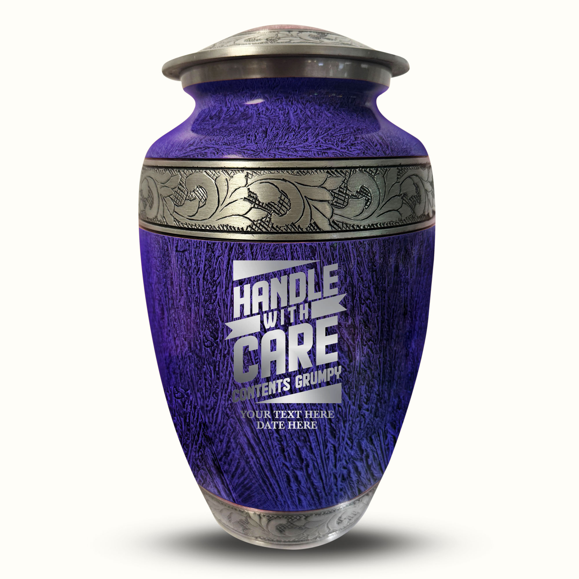 Custom Large Cremation Urn for Human Ashes - Elevate Collection - Simple Humor Design - Distressed Finish - 200 Cubic Inch