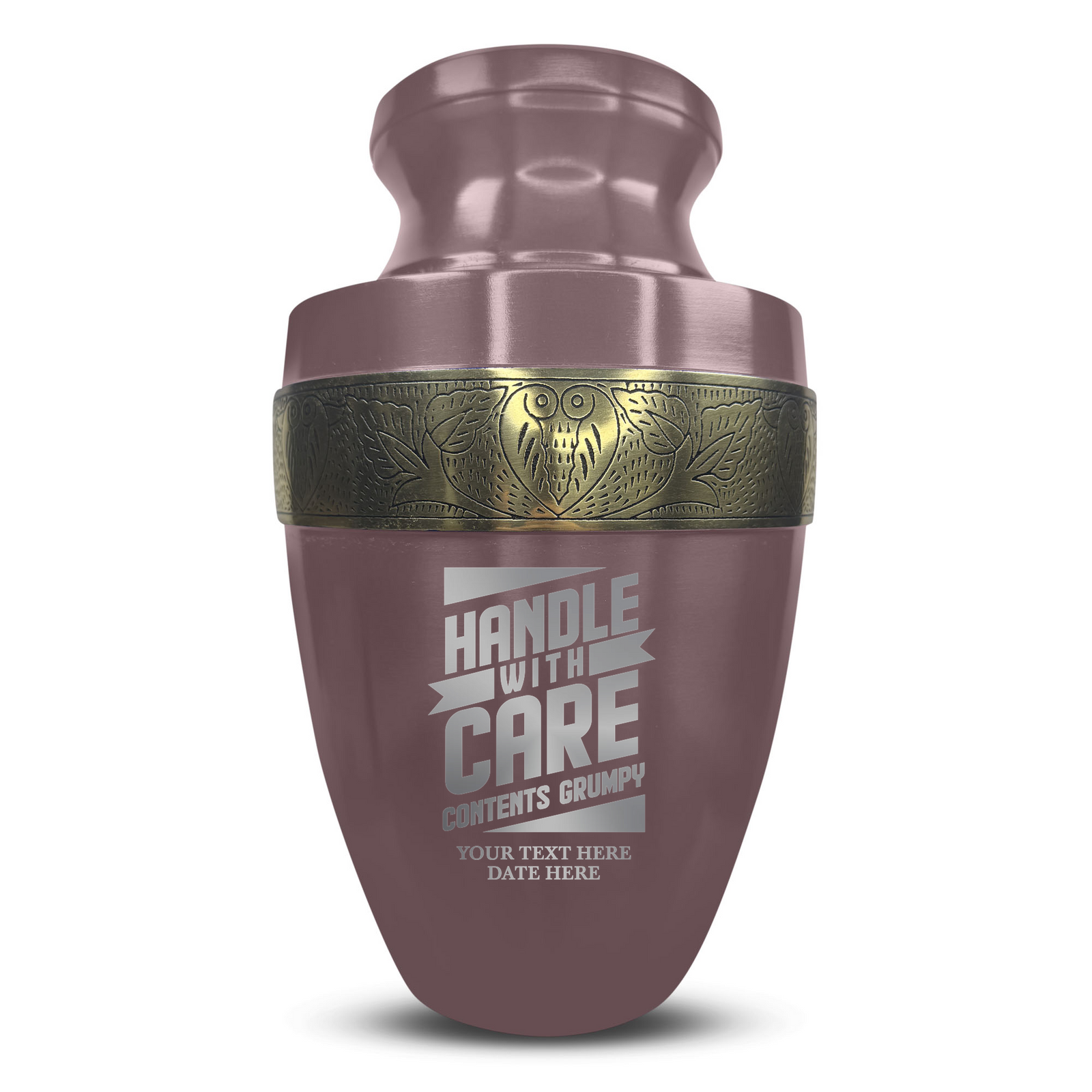 Custom Aluminum Human Urn - Simple Humor Design - Elite Collection with Gold Inlay - 200 Cubic Inch