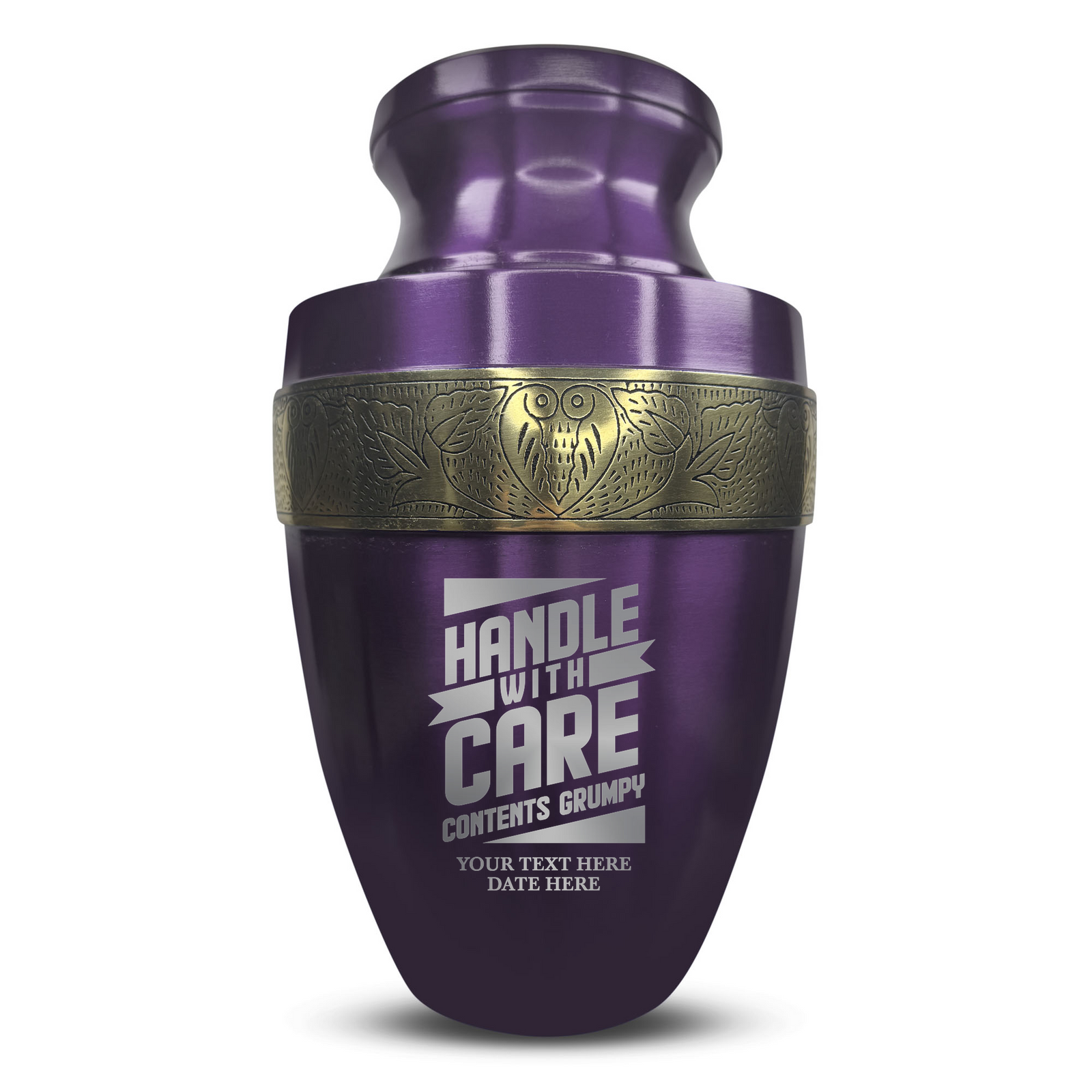 Custom Aluminum Human Urn - Simple Humor Design - Elite Collection with Gold Inlay - 200 Cubic Inch