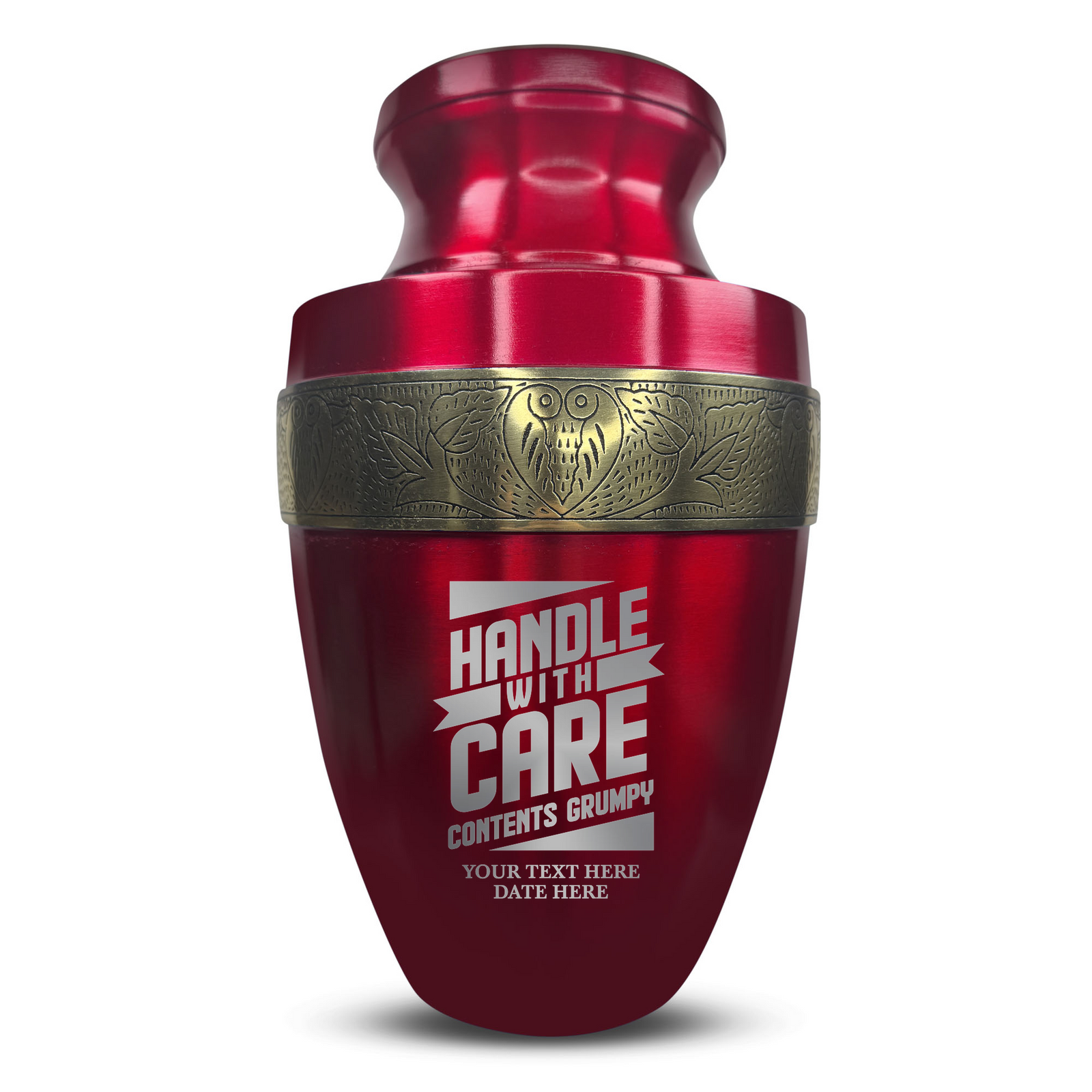 Custom Aluminum Human Urn - Simple Humor Design - Elite Collection with Gold Inlay - 200 Cubic Inch
