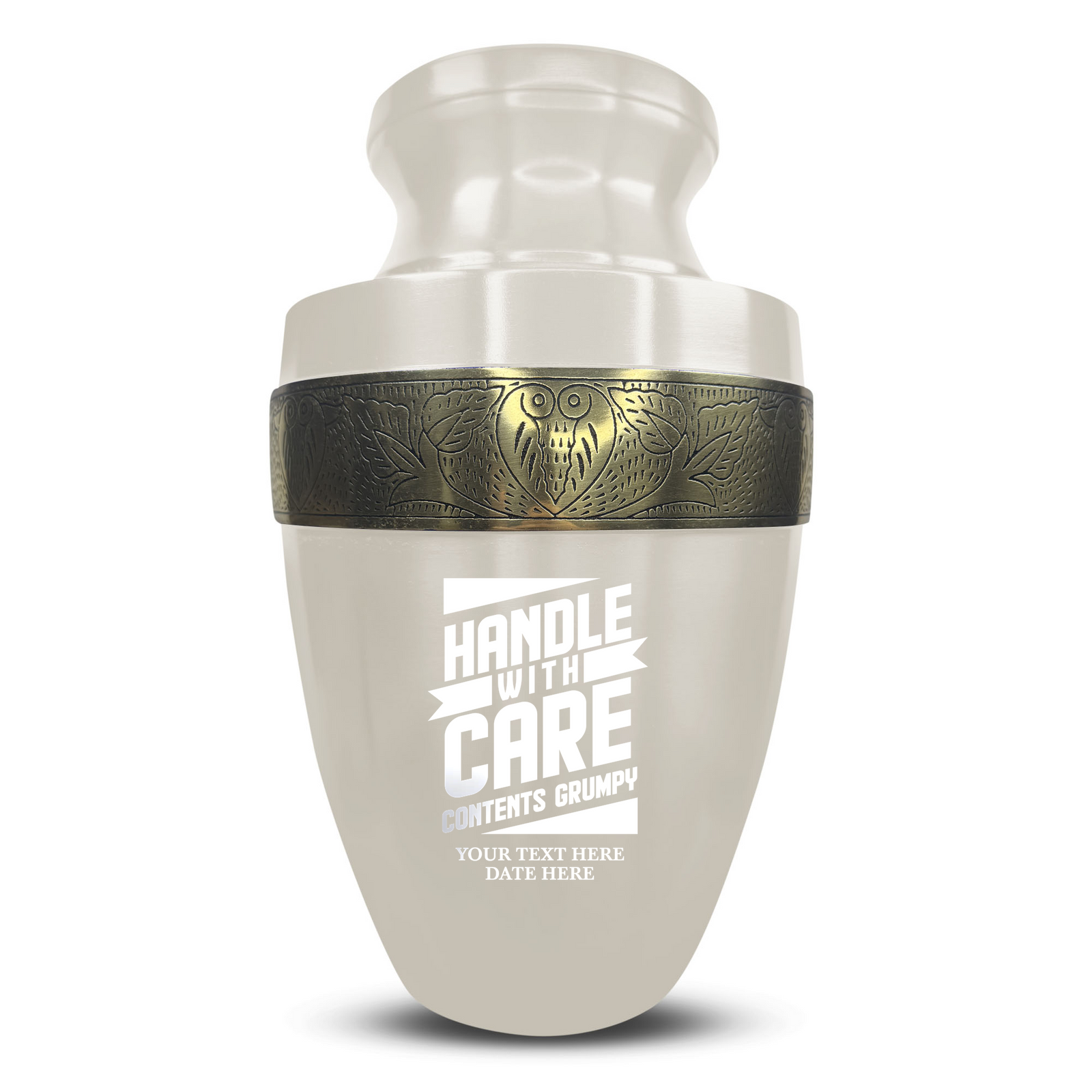 Custom Aluminum Human Urn - Simple Humor Design - Elite Collection with Gold Inlay - 200 Cubic Inch