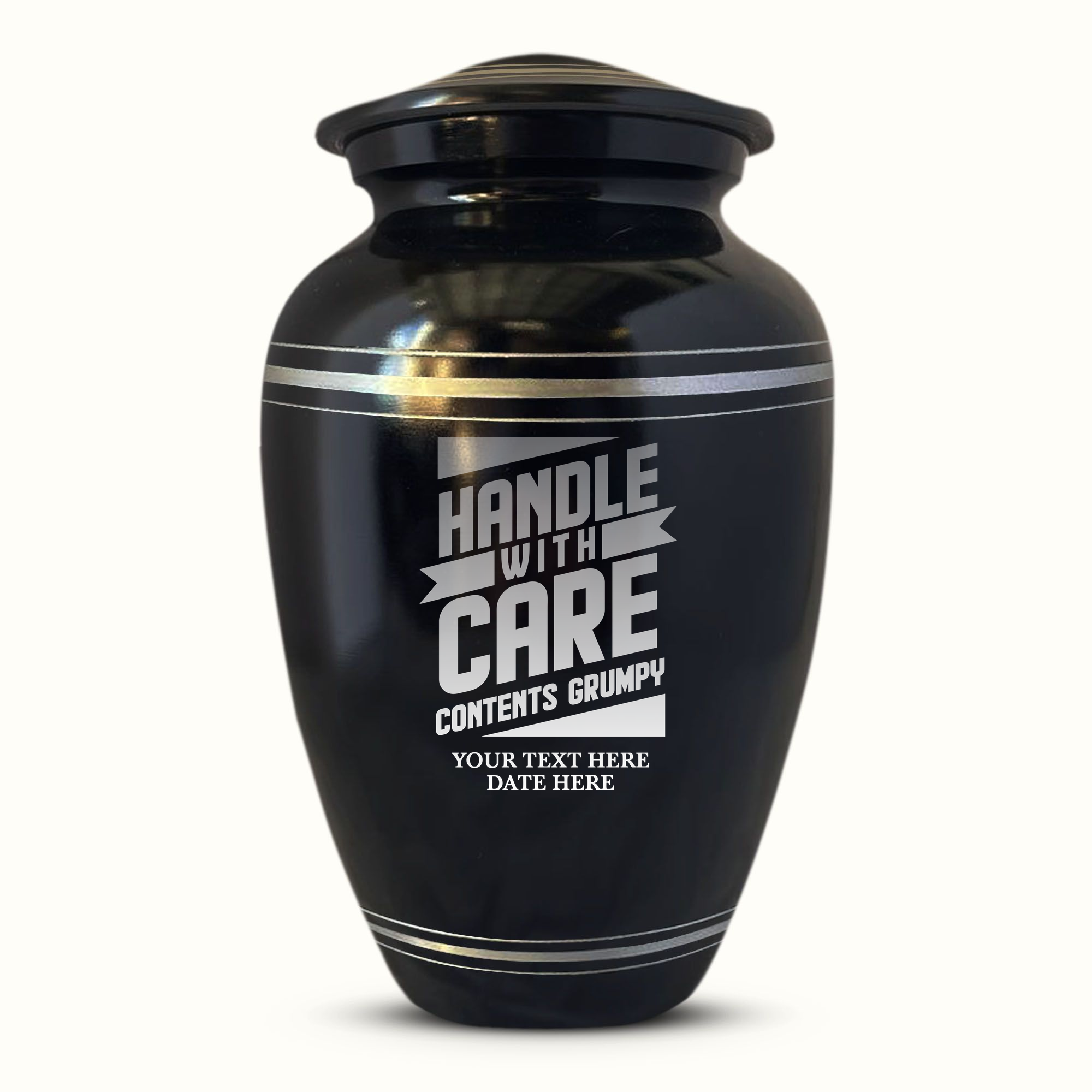 Polished Aluminum with Silver Rim Human Cremation Urn - 200 Cubic Inch | Funny Memorial