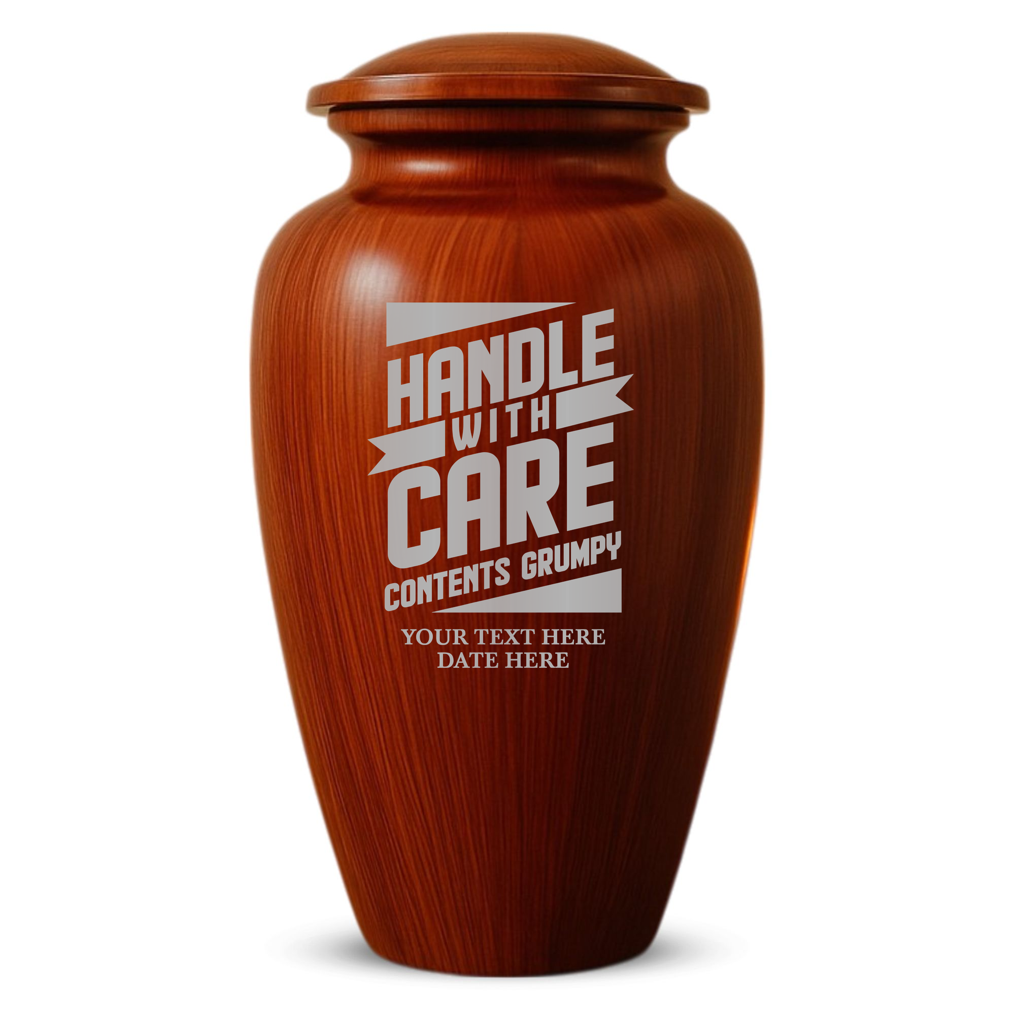 Human Cremation Urn - 200 Cubic Inch - Ingrained Wood Style Finish | Funny Memorial