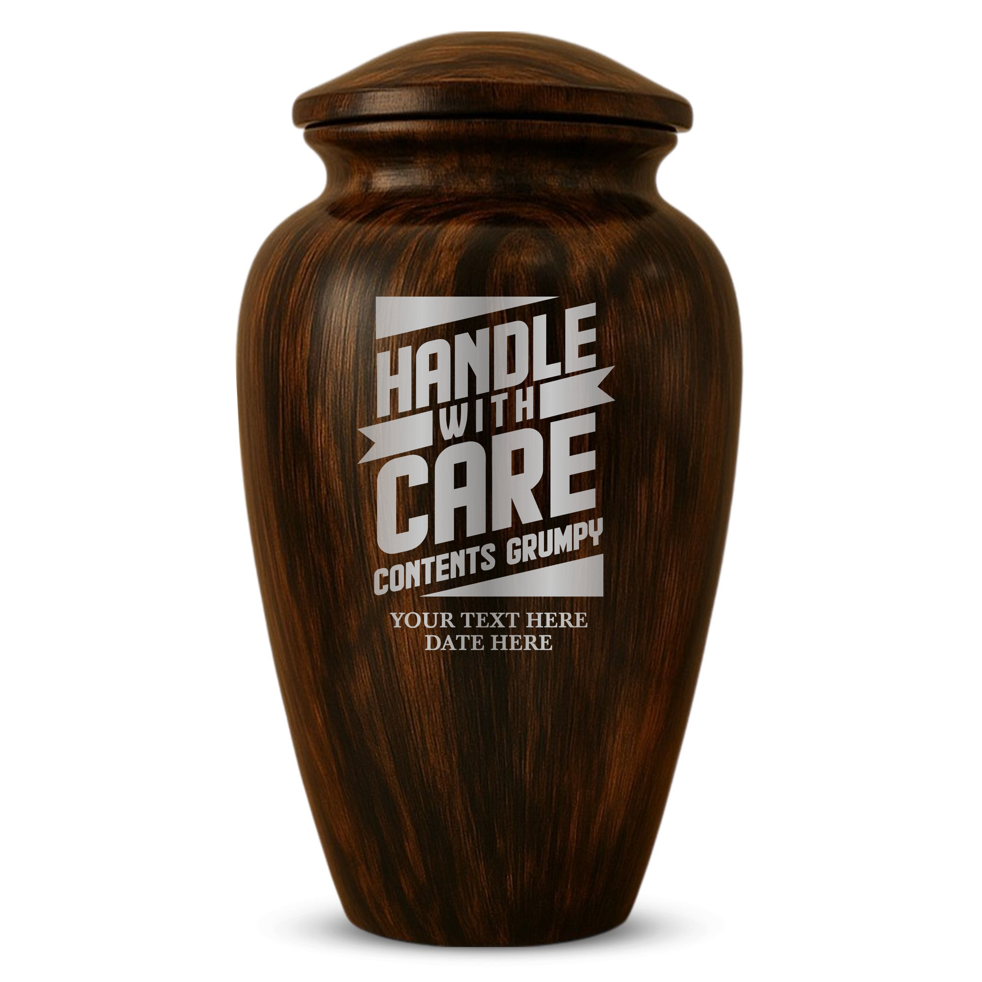 Human Cremation Urn - 200 Cubic Inch - Ingrained Wood Style Finish | Funny Memorial