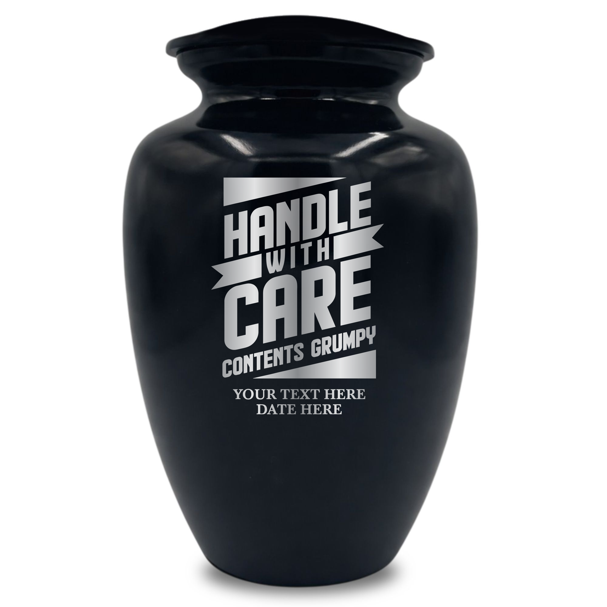 Polished Extra Large Human Cremation Urn 200-350 Cubic Inch - Engraved Aluminum | Funny Memorial