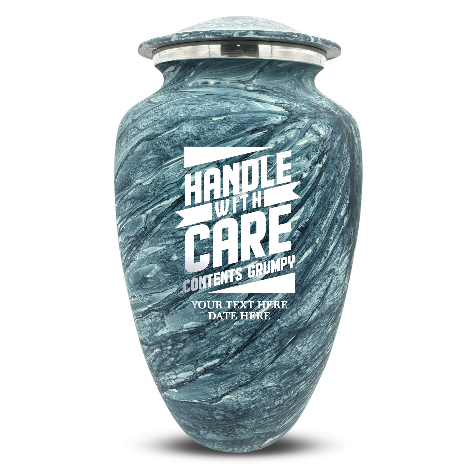 Custom Human Urns - Soft Whisper Collection - Simple Humor Design - Distressed Finish - 200 Cubic Inch