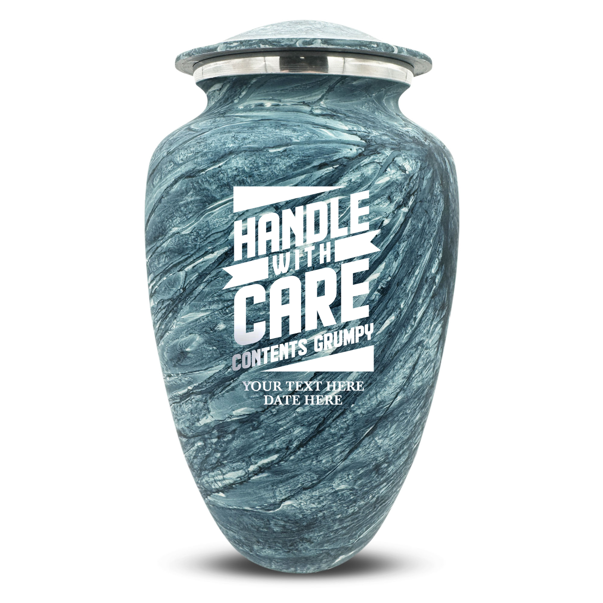 Custom Human Urns - Soft Whisper Collection - Simple Humor Design - Distressed Finish - 200 Cubic Inch
