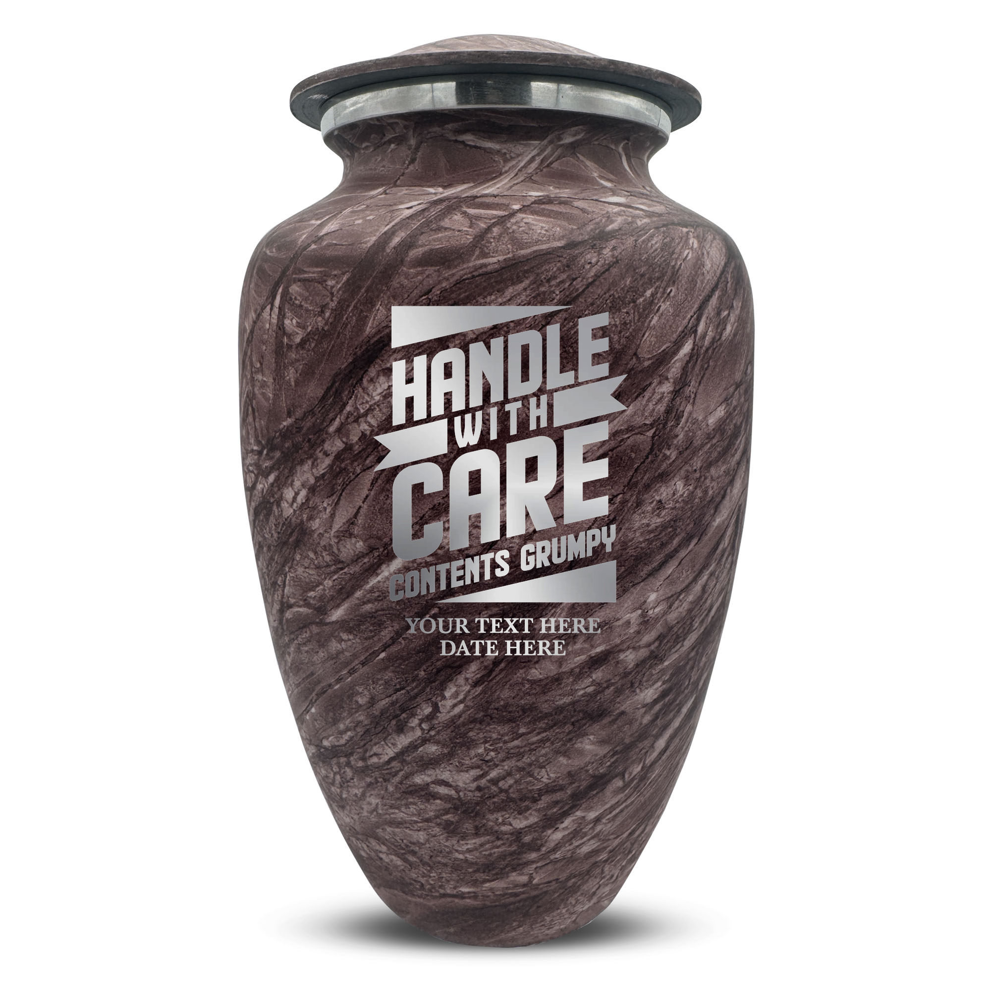 Custom Human Urns - Soft Whisper Collection - Simple Humor Design - Distressed Finish - 200 Cubic Inch