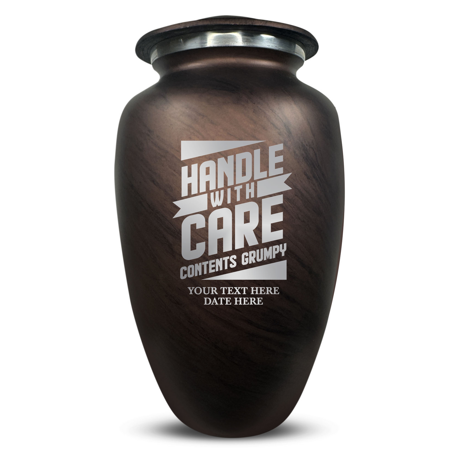 Custom Human Urns - Soft Whisper Collection - Simple Humor Design - Distressed Finish - 200 Cubic Inch