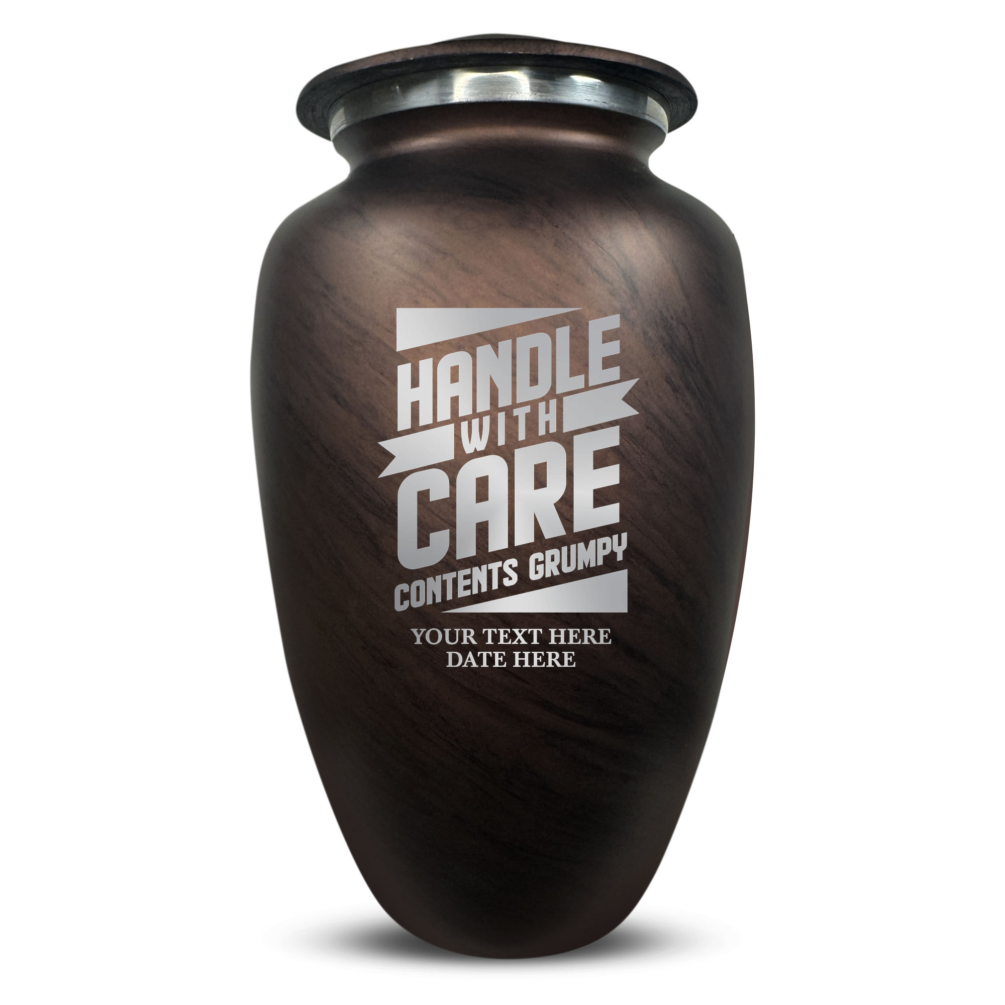 Custom Human Urns - Soft Whisper Collection - Simple Humor Design - Distressed Finish - 200 Cubic Inch