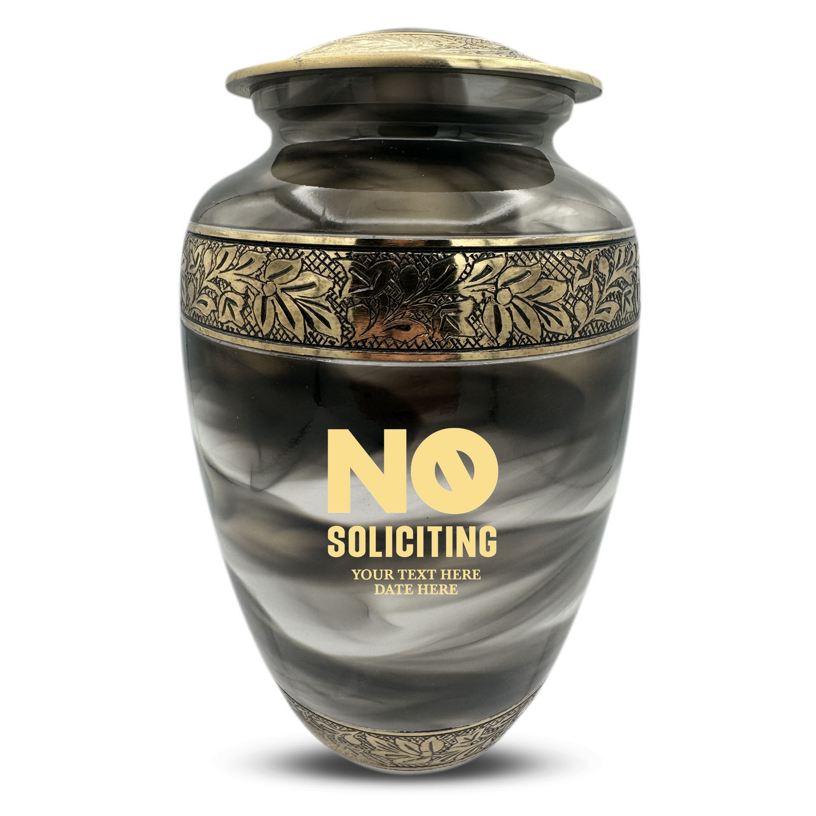 Custom Aluminum Human Urns - Suzesta Pearl White Memorial Urn - Funny Office Design - 200 Cubic Inch