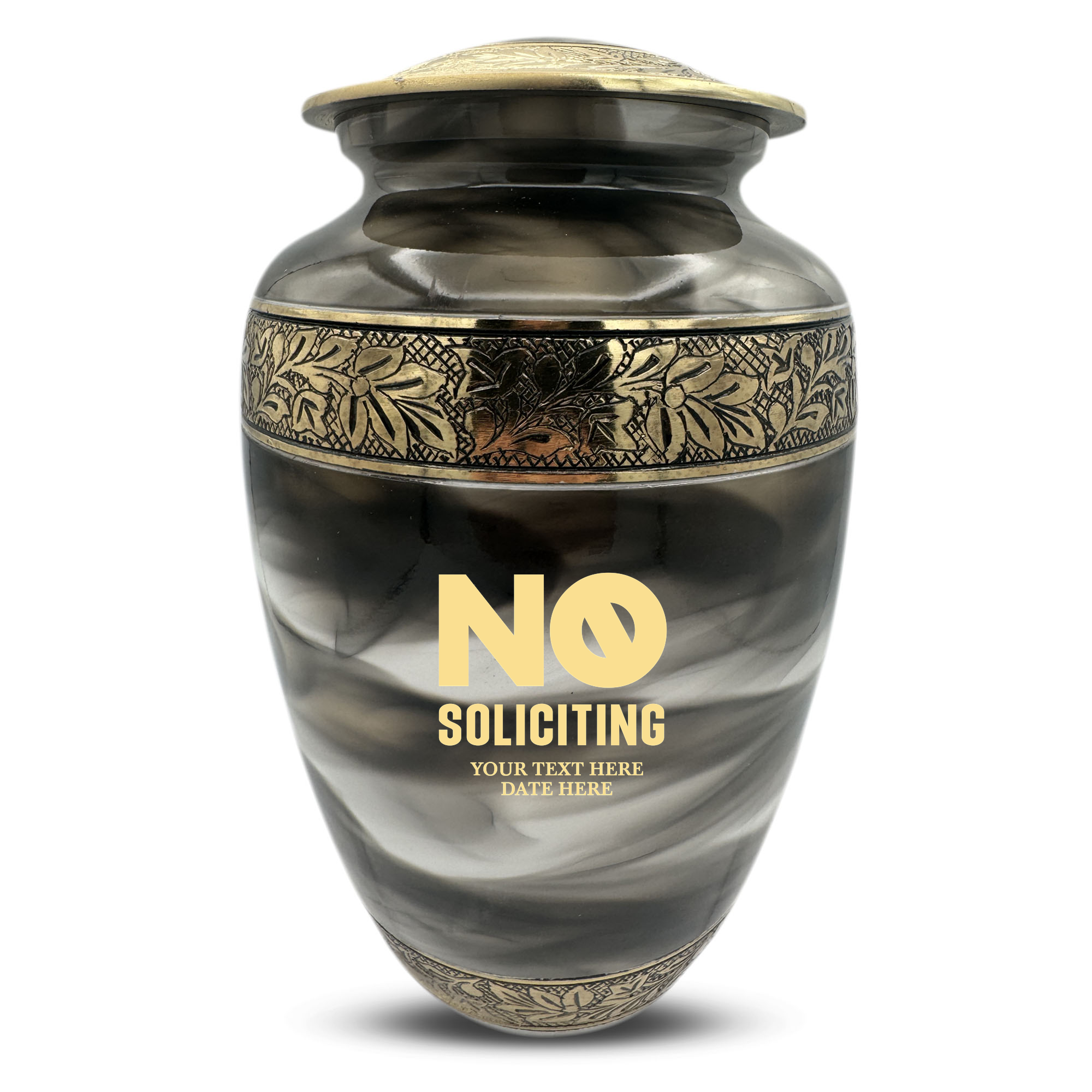 Custom Aluminum Cremation Urn for Human Ashes - Suzesta Pearl White Memorial Urn - Funny Office Design - 200 Cubic Inch