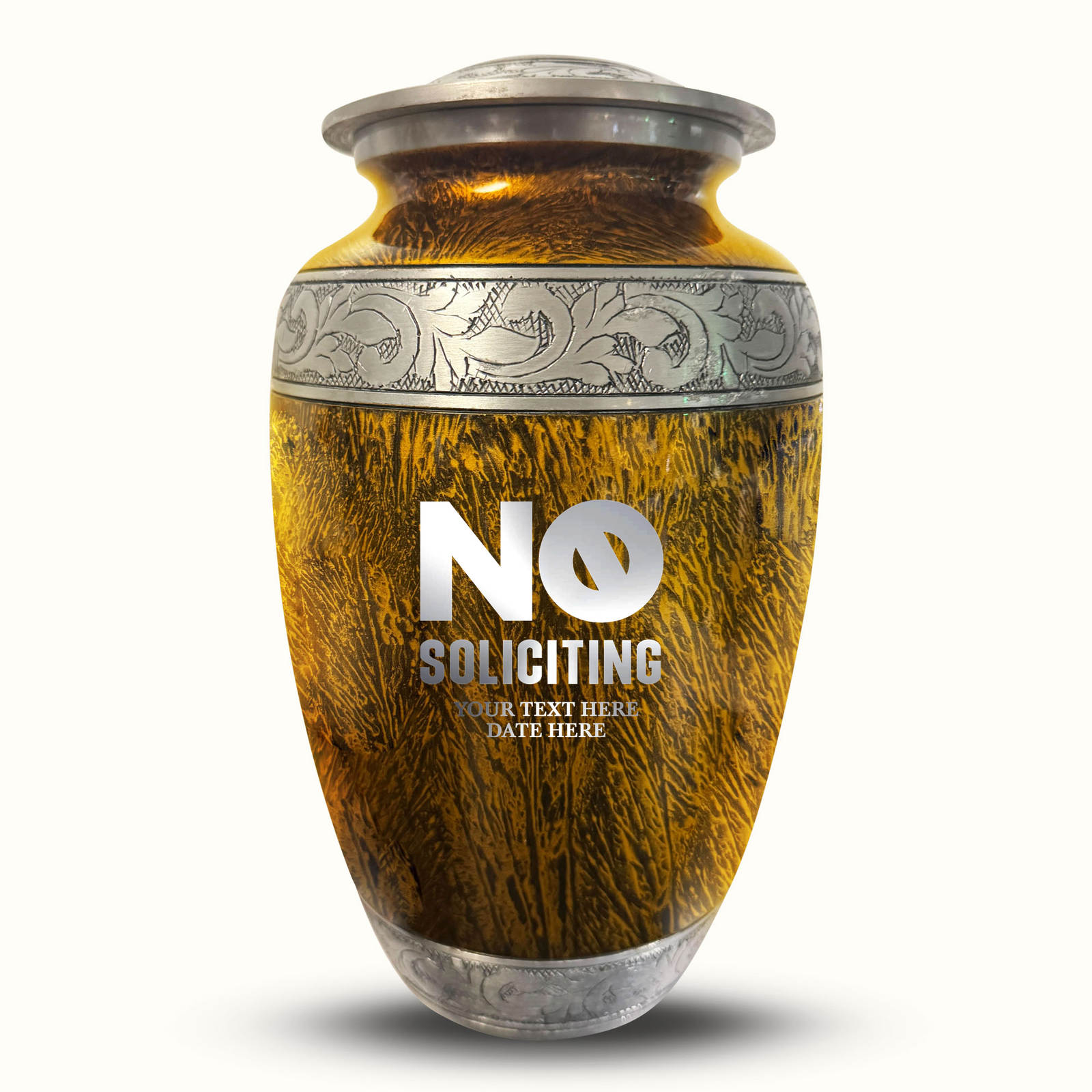 Custom Aluminum Human Urn - Elevate Collection - Funny Office Design - Distressed Finish - 200 Cubic Inch