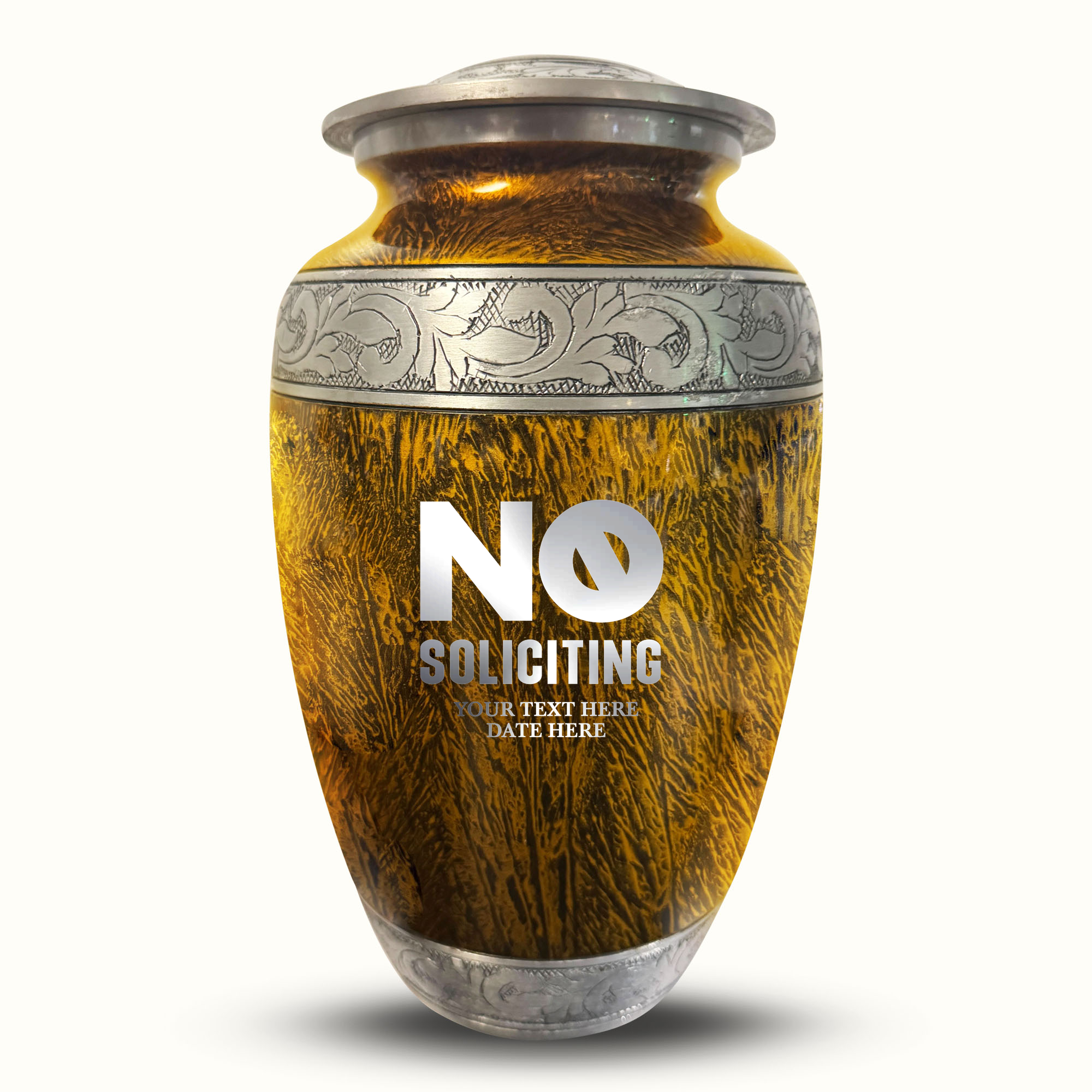 Custom Large Cremation Urn for Human Ashes - Elevate Collection - Funny Office Design - Distressed Finish - 200 Cubic Inch