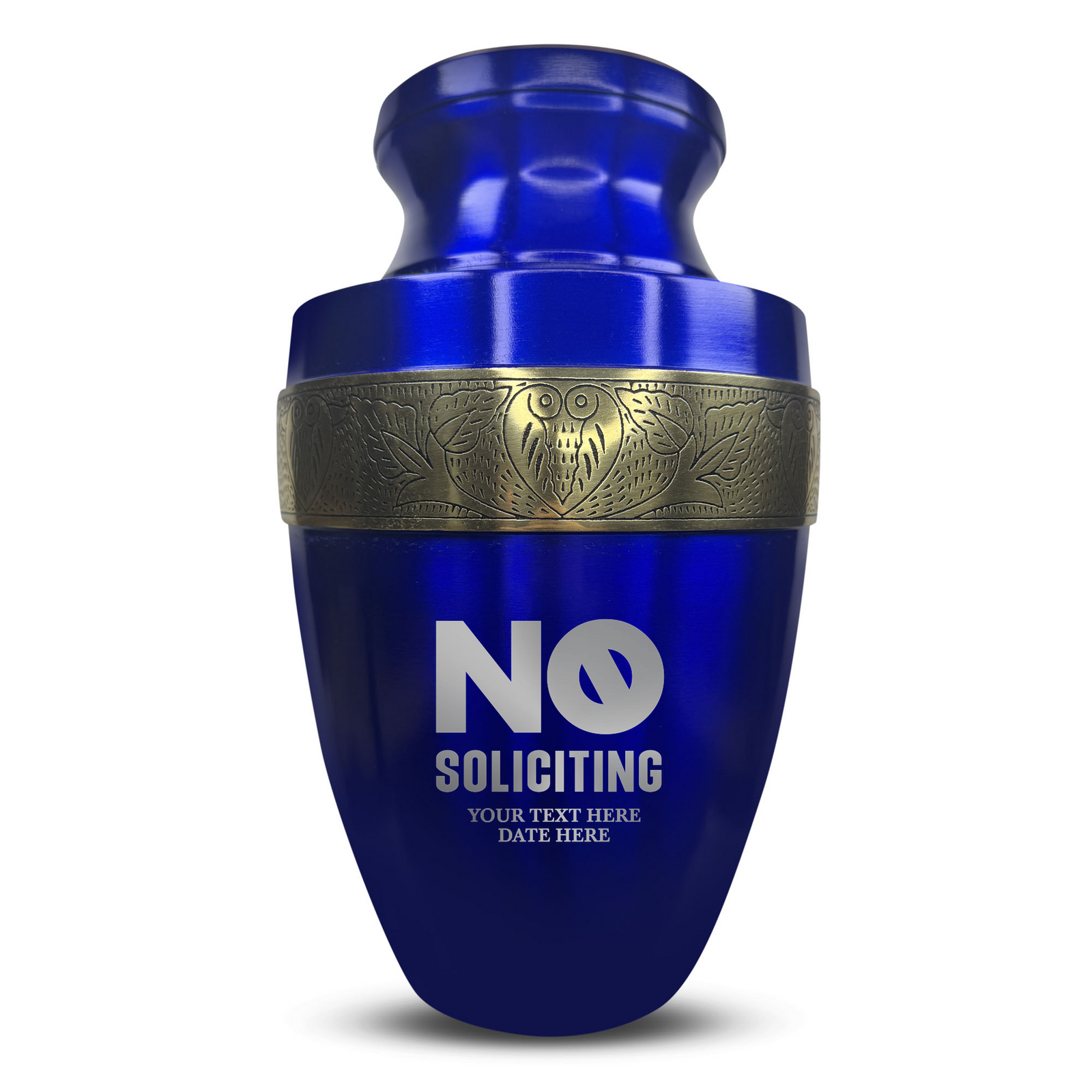 Custom Aluminum Human Urn - Funny Office Design - Elite Collection with Gold Inlay - 200 Cubic Inch