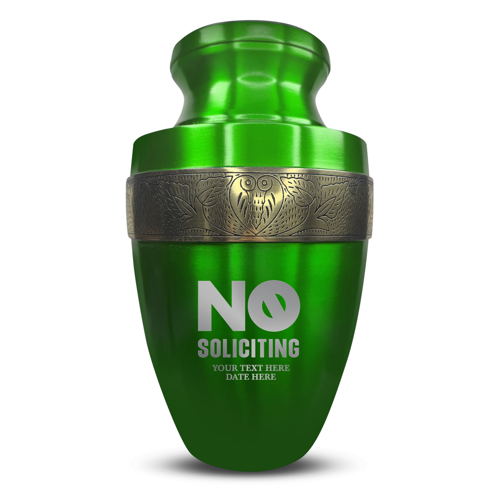 Custom Aluminum Human Urn - Funny Office Design - Elite Collection with Gold Inlay - 200 Cubic Inch