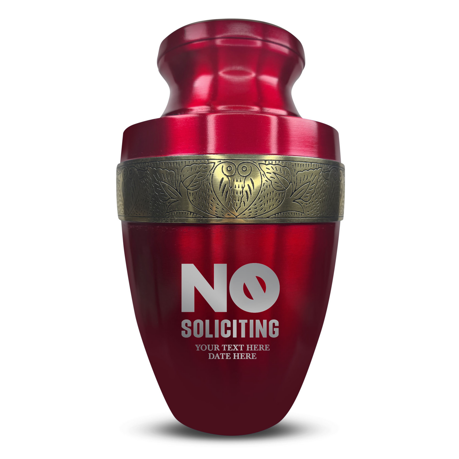 Custom Aluminum Human Urn - Funny Office Design - Elite Collection with Gold Inlay - 200 Cubic Inch