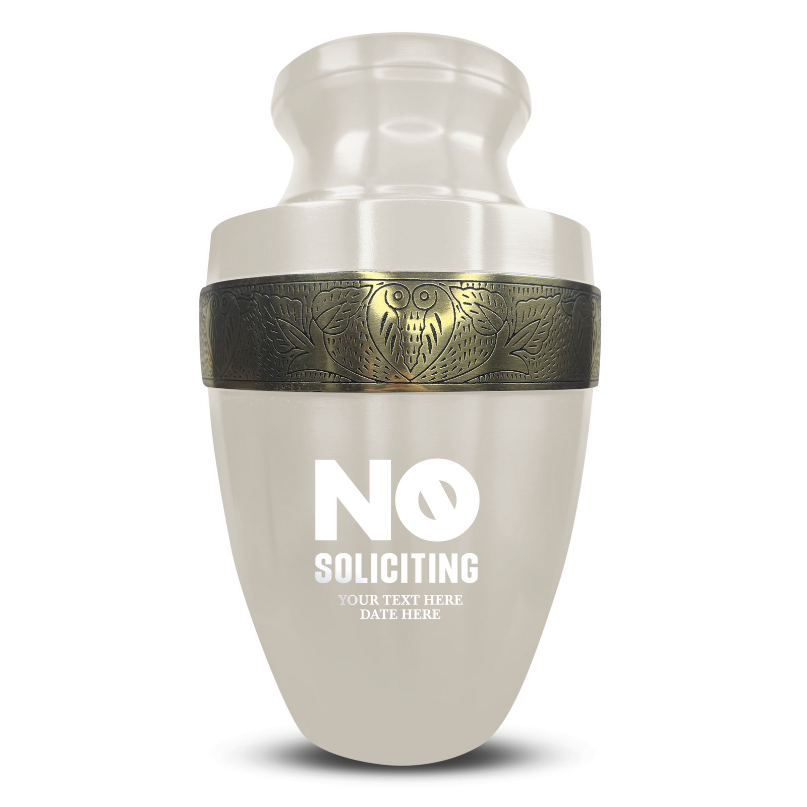 Custom Aluminum Human Urn - Funny Office Design - Elite Collection with Gold Inlay - 200 Cubic Inch