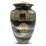Custom Aluminum Human Urns - Suzesta Pearl White Memorial Urn - Funny Baseball Design - 200 Cubic Inch