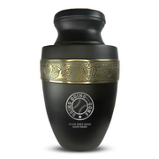 Custom Aluminum Human Urn - Funny Baseball Design - Elite Collection with Gold Inlay - 200 Cubic Inch