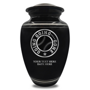 Polished Aluminum with Silver Rim Human Cremation Urn - 200 Cubic Inch | Funny Baseball Memorial
