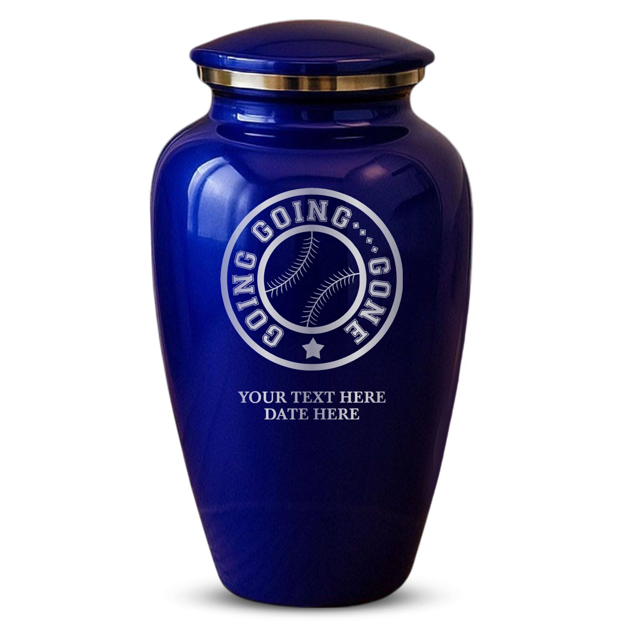 Splendor Human Cremation Urn - 200 Cubic Inch Capacity - Metal | Funny Baseball Memorial