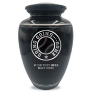 Extra Large Human Cremation Urn - 350 Cubic Inch - Black Spotted Finish with Silver Rim | Funny Baseball Memorial