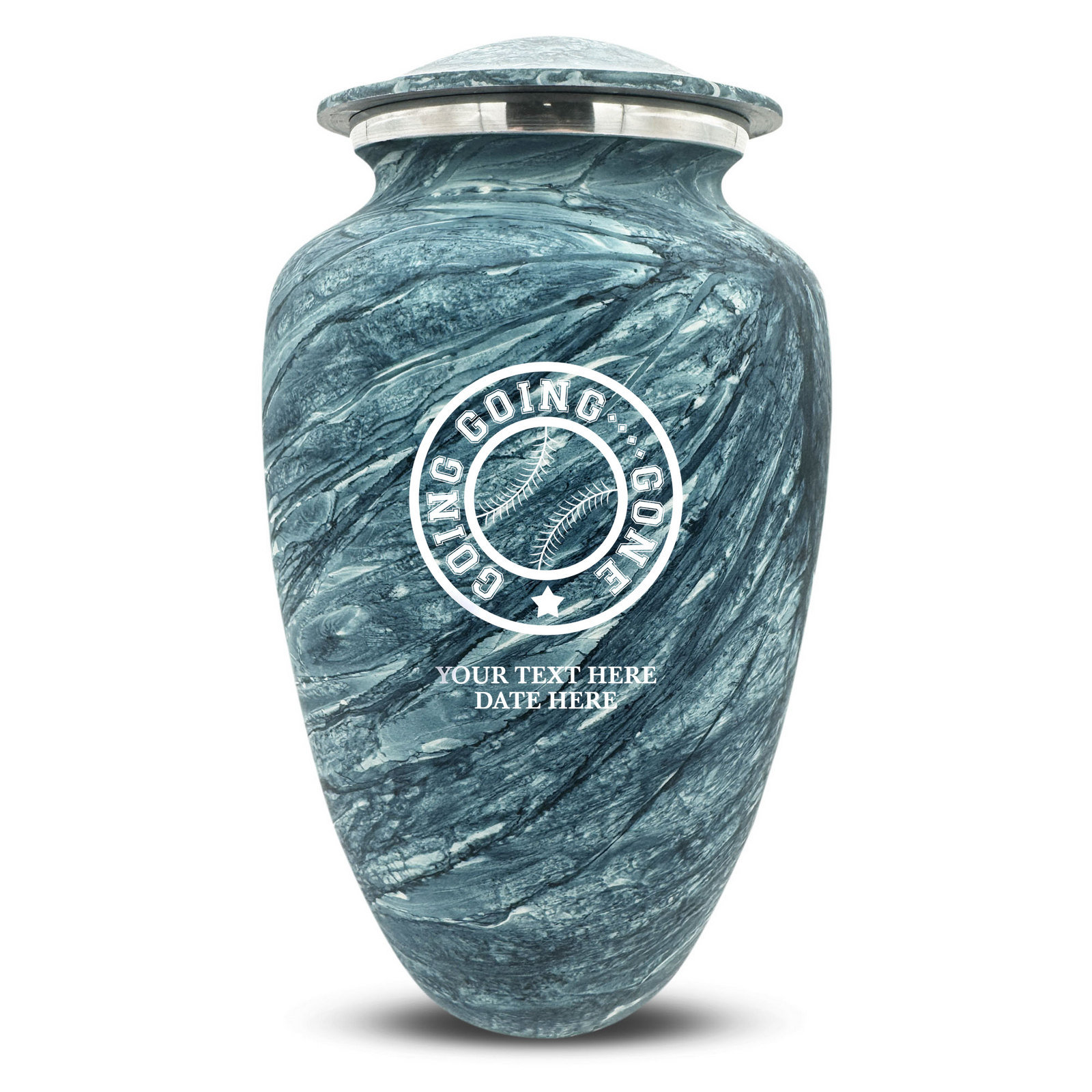 Custom Human Urns - Soft Whisper Collection - Funny Baseball Design - Distressed Finish - 200 Cubic Inch