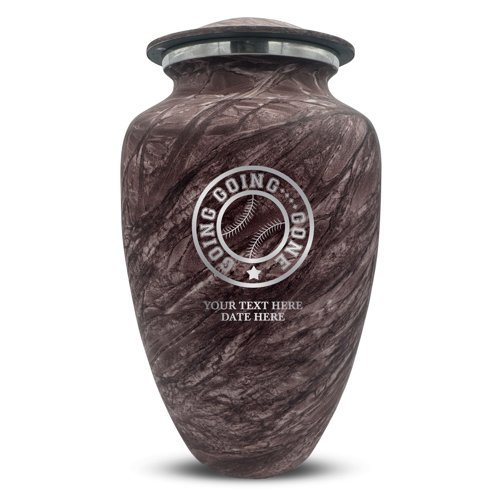 Custom Human Urns - Soft Whisper Collection - Funny Baseball Design - Distressed Finish - 200 Cubic Inch