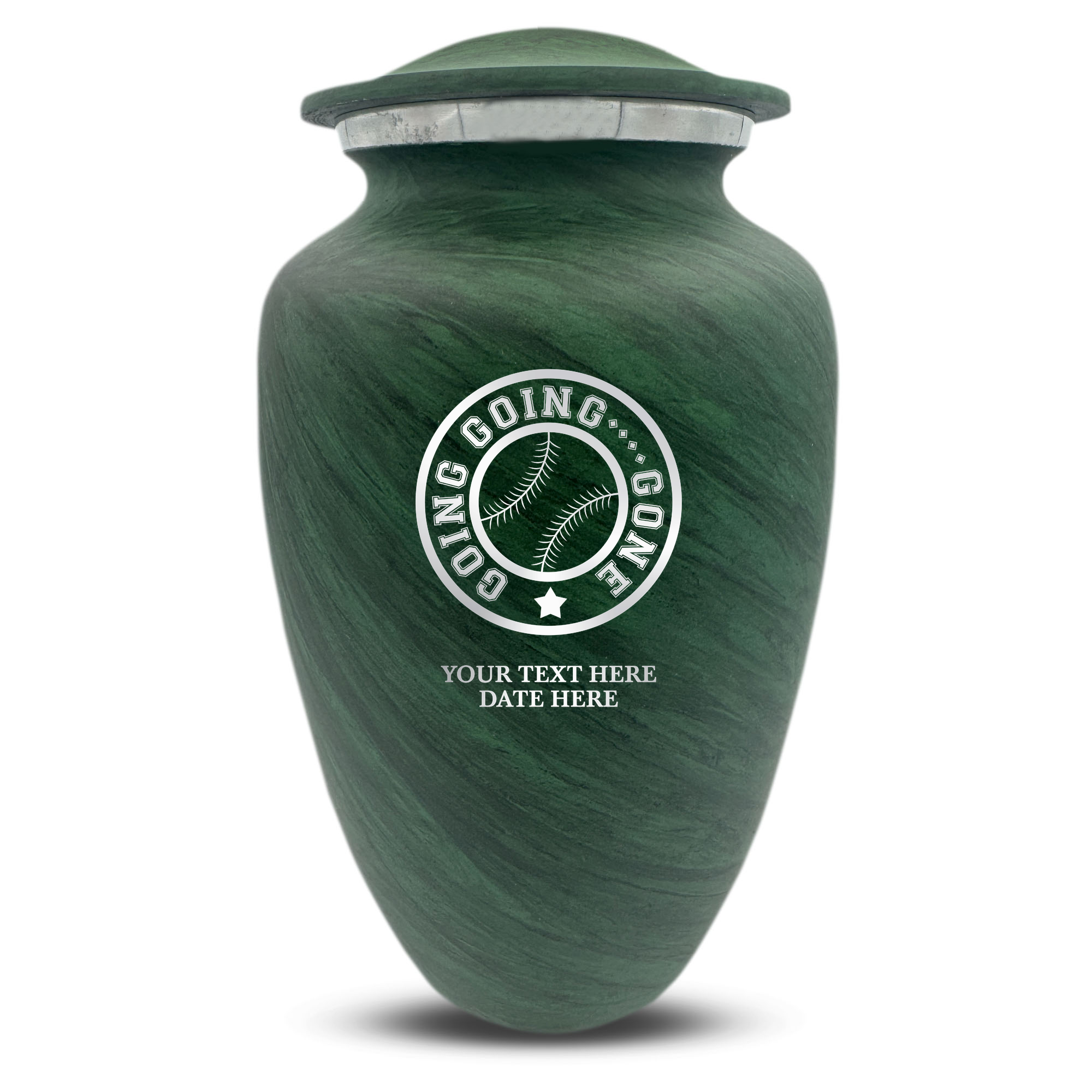 Custom Large Cremation Urn for Human Ashes - Soft Whisper Collection - Funny Baseball Design - Distressed Finish - 200 Cubic Inch