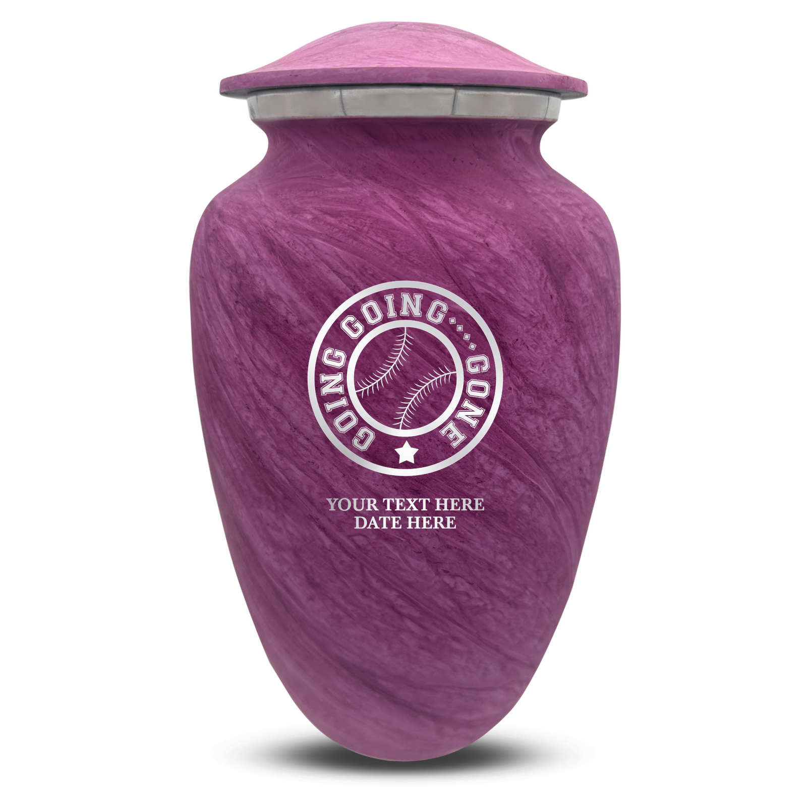 Custom Human Urns - Soft Whisper Collection - Funny Baseball Design - Distressed Finish - 200 Cubic Inch