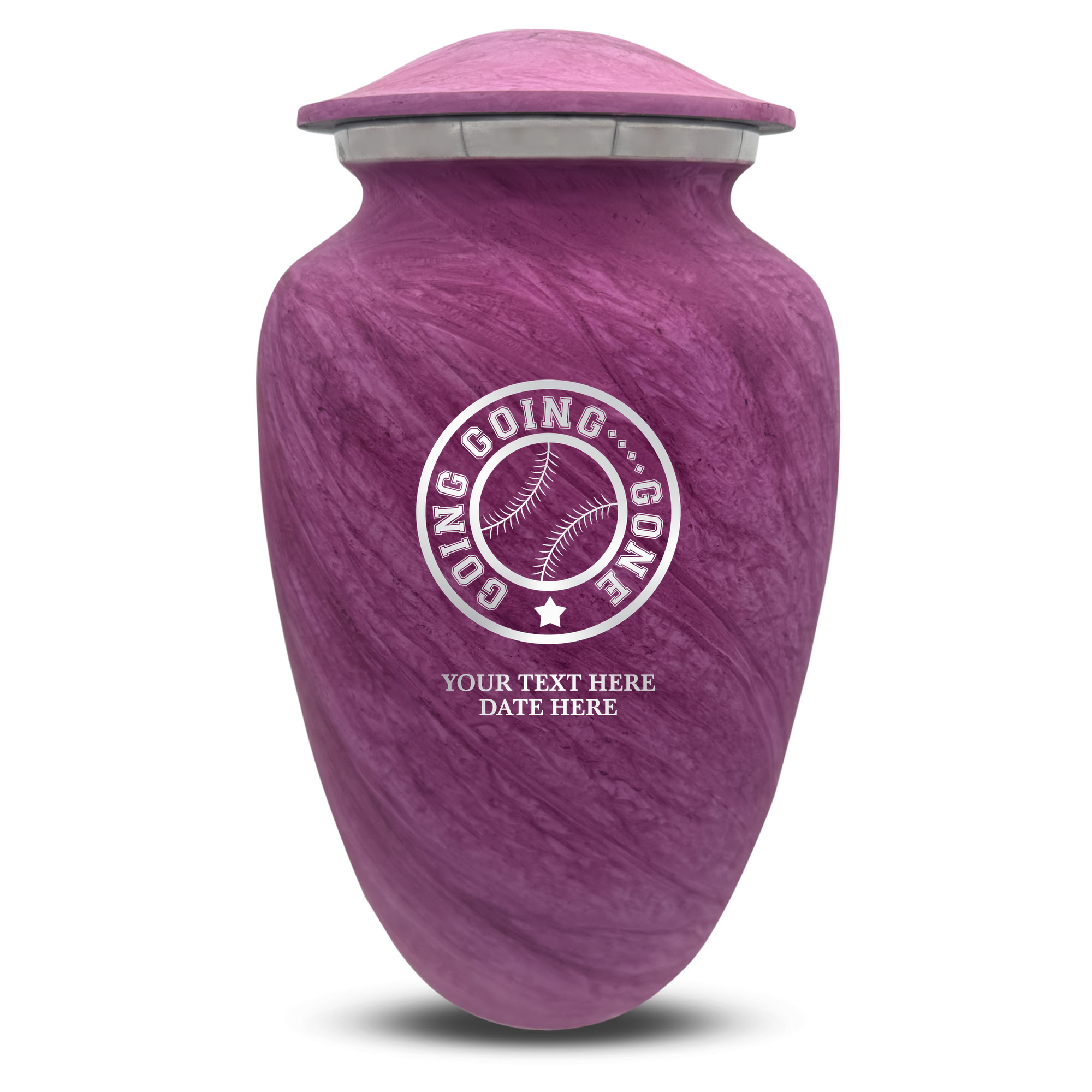 Custom Large Cremation Urn for Human Ashes - Soft Whisper Collection - Funny Baseball Design - Distressed Finish - 200 Cubic Inch