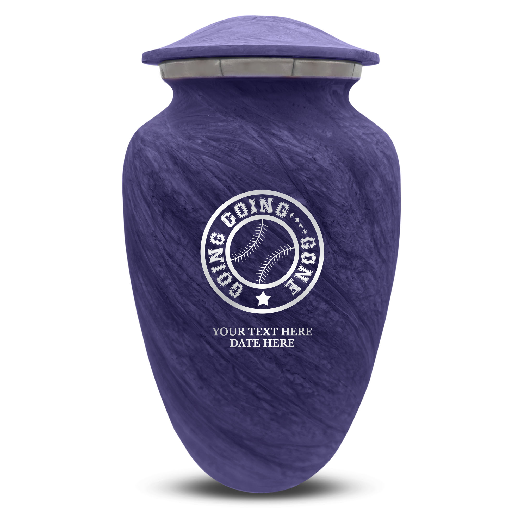 Custom Large Cremation Urn for Human Ashes - Soft Whisper Collection - Funny Baseball Design - Distressed Finish - 200 Cubic Inch