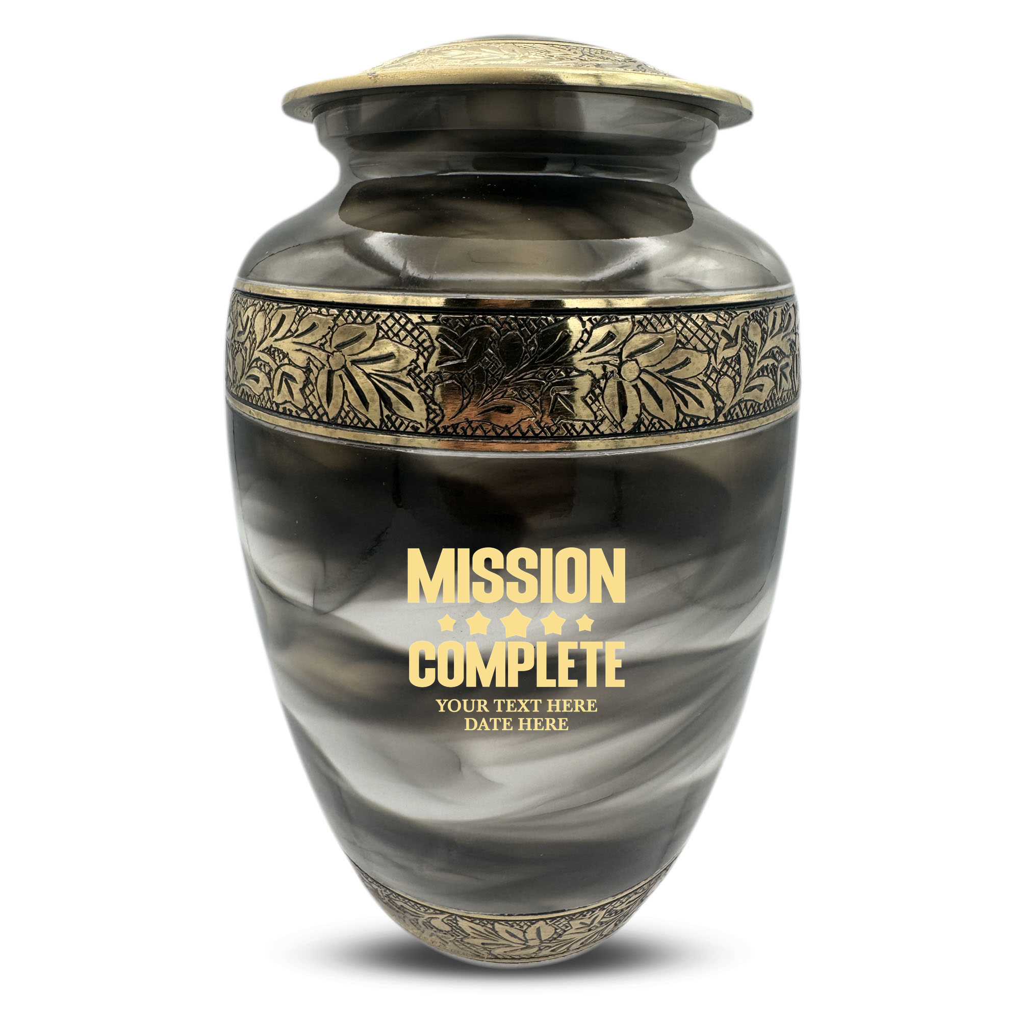 Custom Aluminum Cremation Urn for Human Ashes - Suzesta Pearl White Memorial Urn - Funny Gaming Design - 200 Cubic Inch