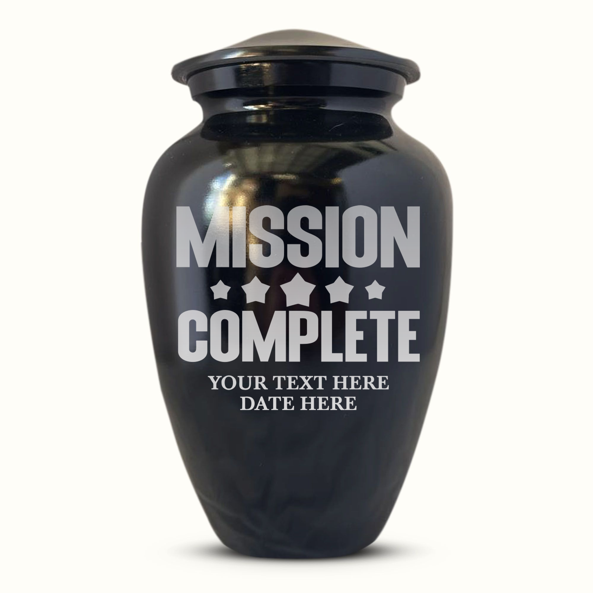 Polished Black Aluminum Human Cremation Urn - 200 Cubic Inch | Gaming Memorial Collection