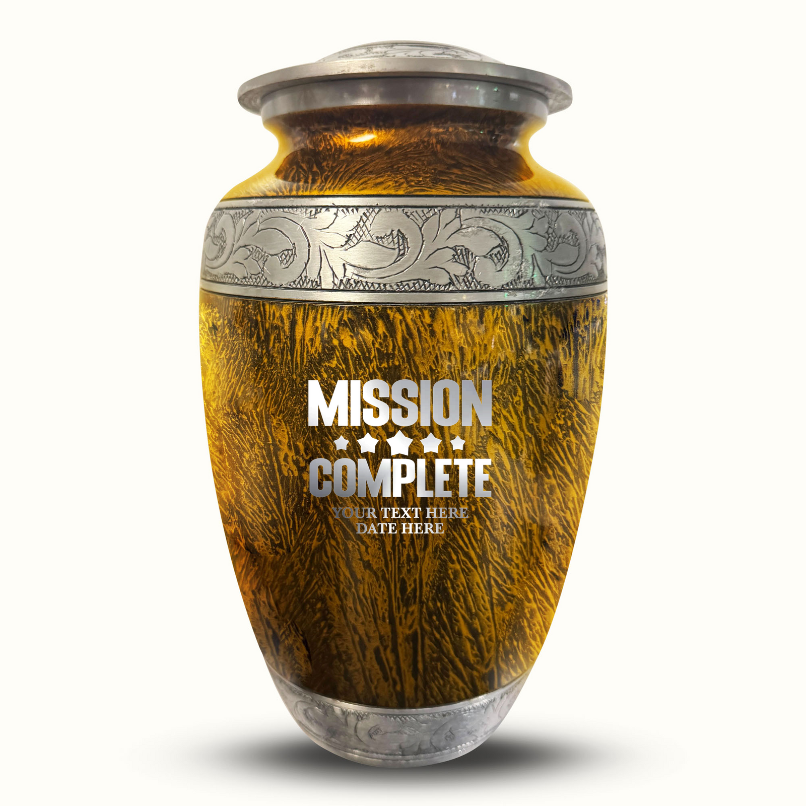 Custom Aluminum Human Urn - Elevate Collection - Funny Gaming Design - Distressed Finish - 200 Cubic Inch