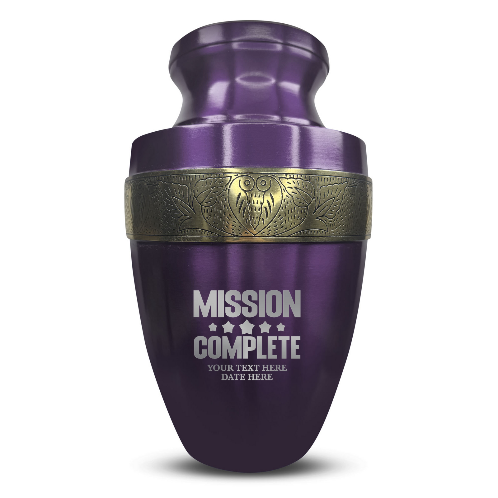 Custom Aluminum Human Urn - Funny Gaming Design - Elite Collection with Gold Inlay - 200 Cubic Inch