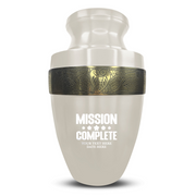 Custom Aluminum Human Urn - Funny Gaming Design - Elite Collection with Gold Inlay - 200 Cubic Inch