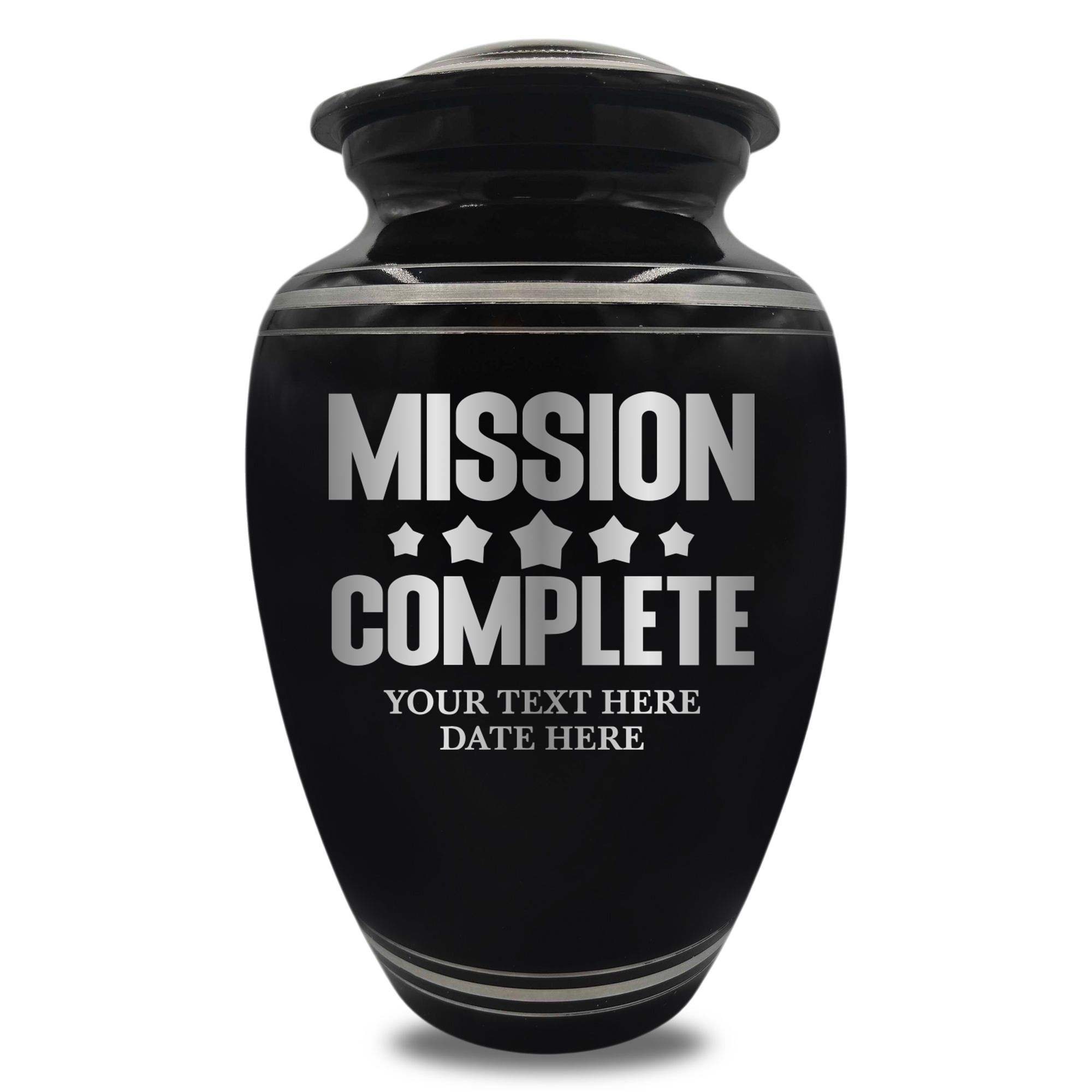 Polished Aluminum with Silver Rim Human Cremation Urn - 200 Cubic Inch | Gaming Memorial