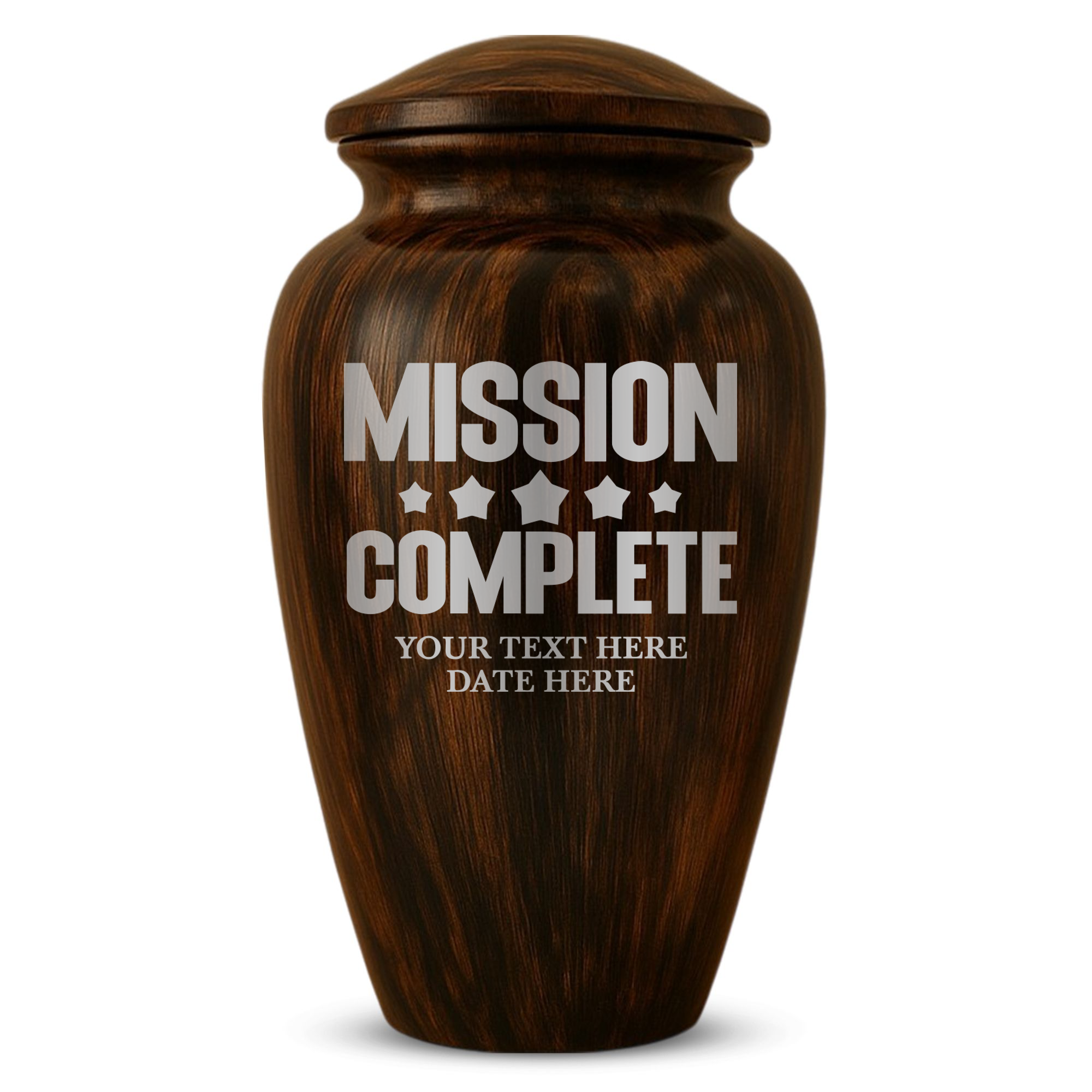 Human Cremation Urn - 200 Cubic Inch - Ingrained Wood Style Finish | Gaming Memorial