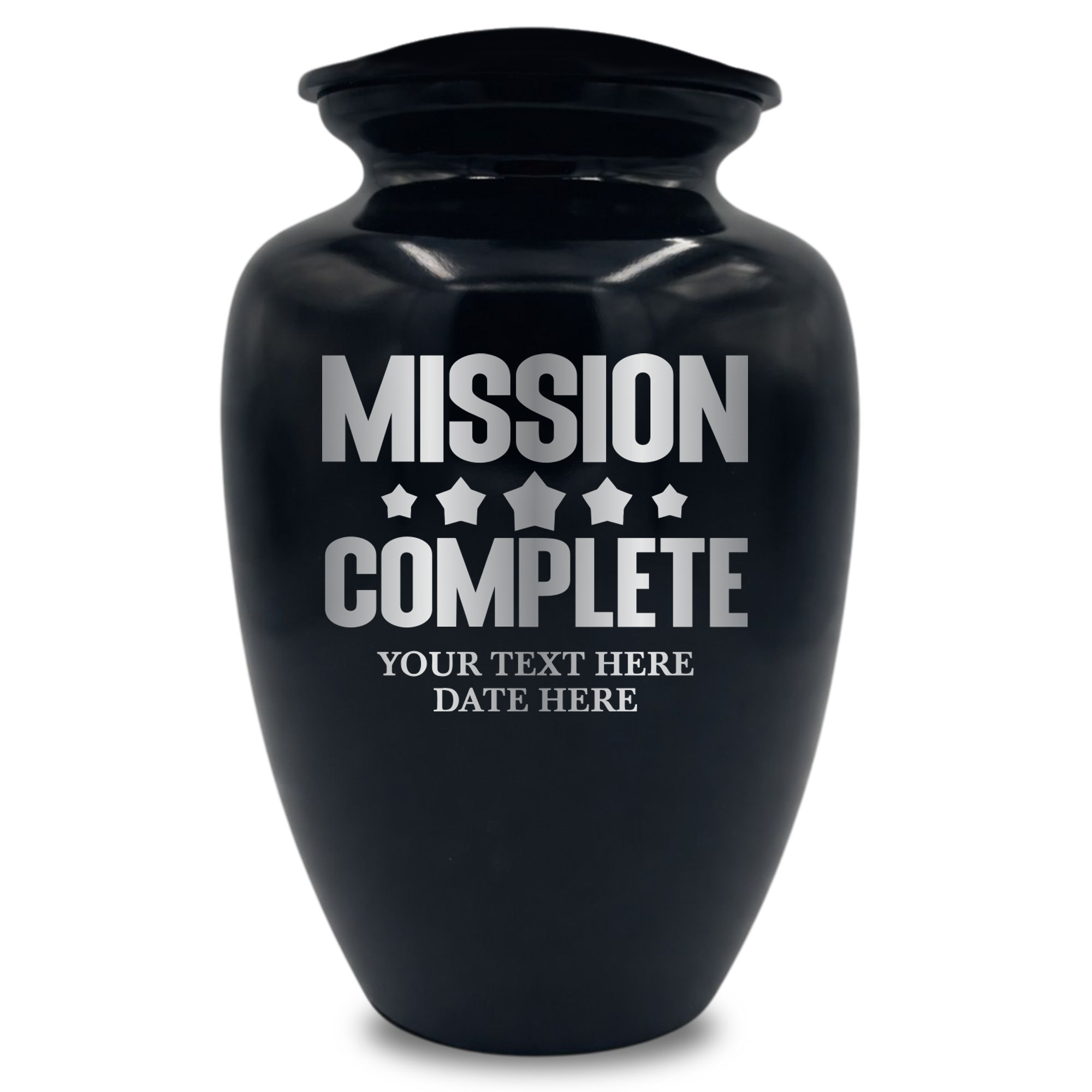 Polished Extra Large Human Cremation Urn 350 Cubic Inch - Engraved Aluminum | Gaming Memorial Collection