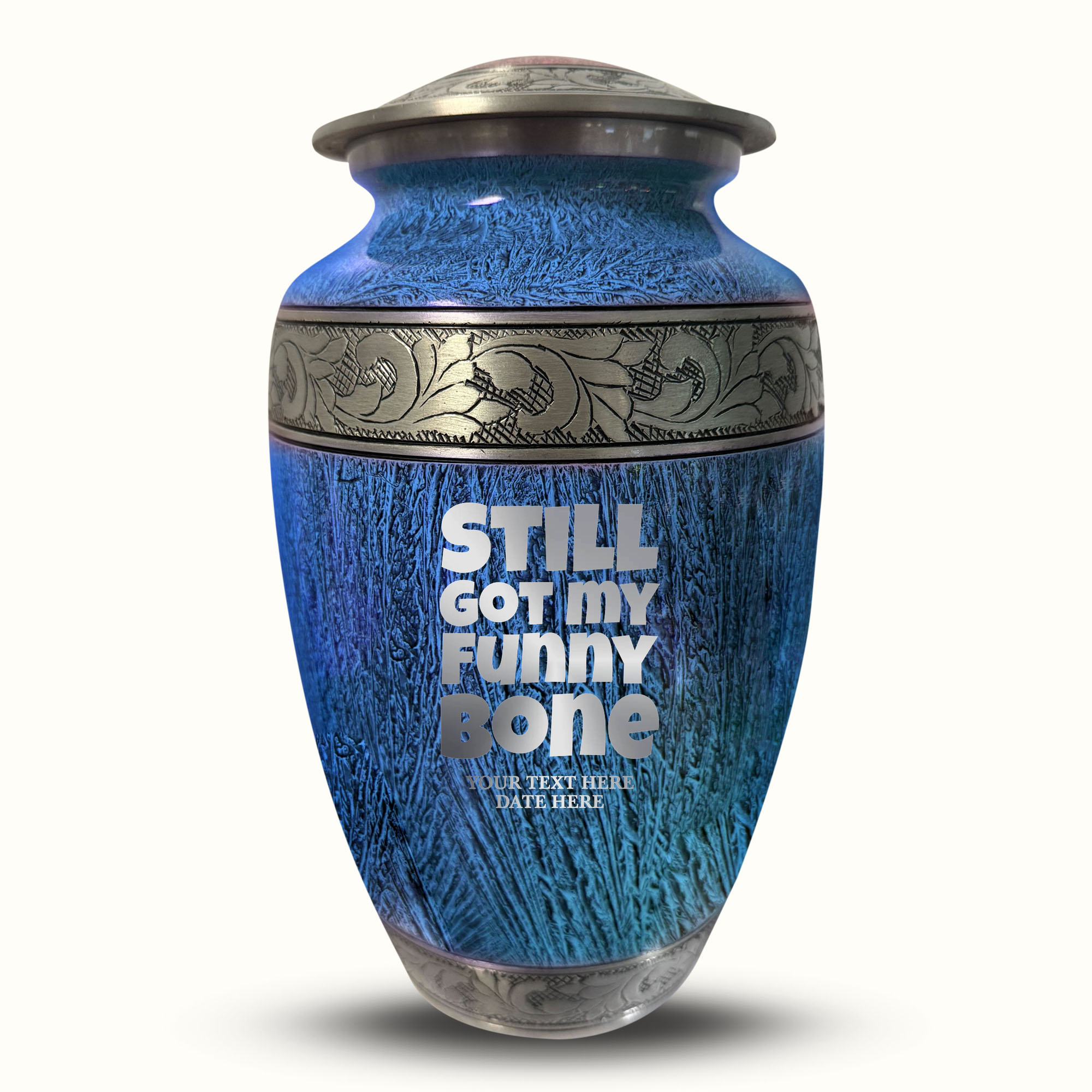 Custom Large Cremation Urn for Human Ashes - Elevate Collection - Simple Humor Design - Distressed Finish - 200 Cubic Inch