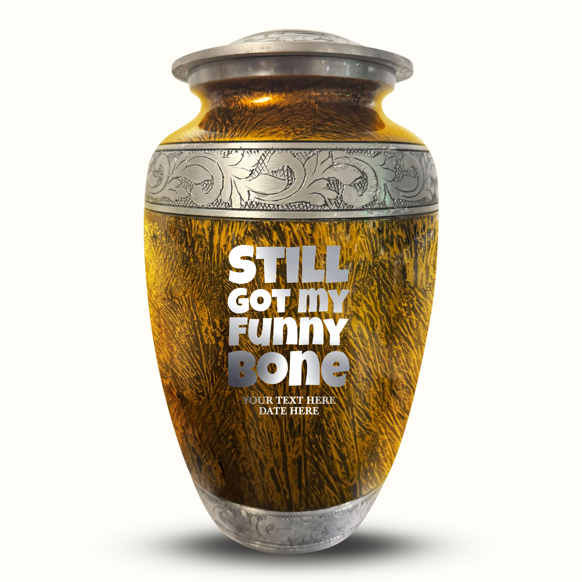 Custom Large Cremation Urn for Human Ashes - Elevate Collection - Simple Humor Design - Distressed Finish - 200 Cubic Inch