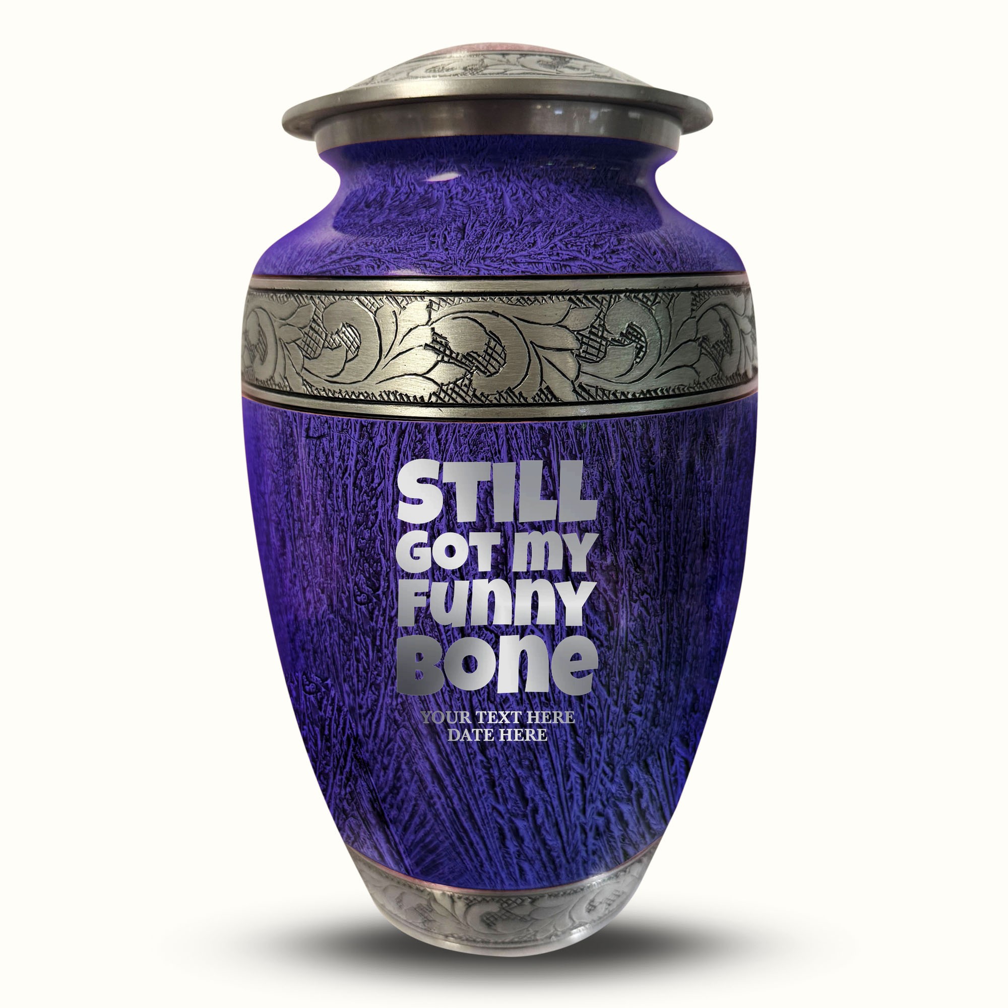 Custom Large Cremation Urn for Human Ashes - Elevate Collection - Simple Humor Design - Distressed Finish - 200 Cubic Inch