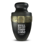 Custom Aluminum Human Urn - Simple Humor Design - Elite Collection with Gold Inlay - 200 Cubic Inch
