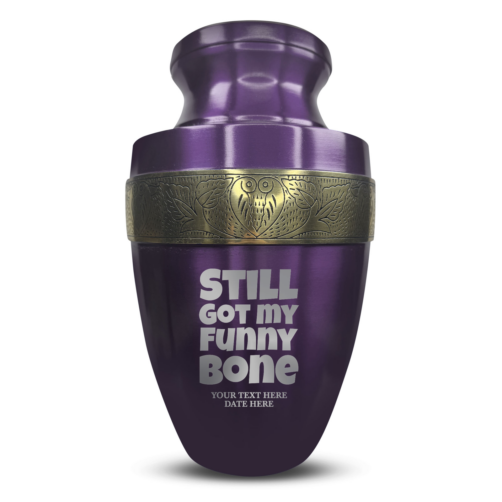 Custom Aluminum Human Urn - Simple Humor Design - Elite Collection with Gold Inlay - 200 Cubic Inch
