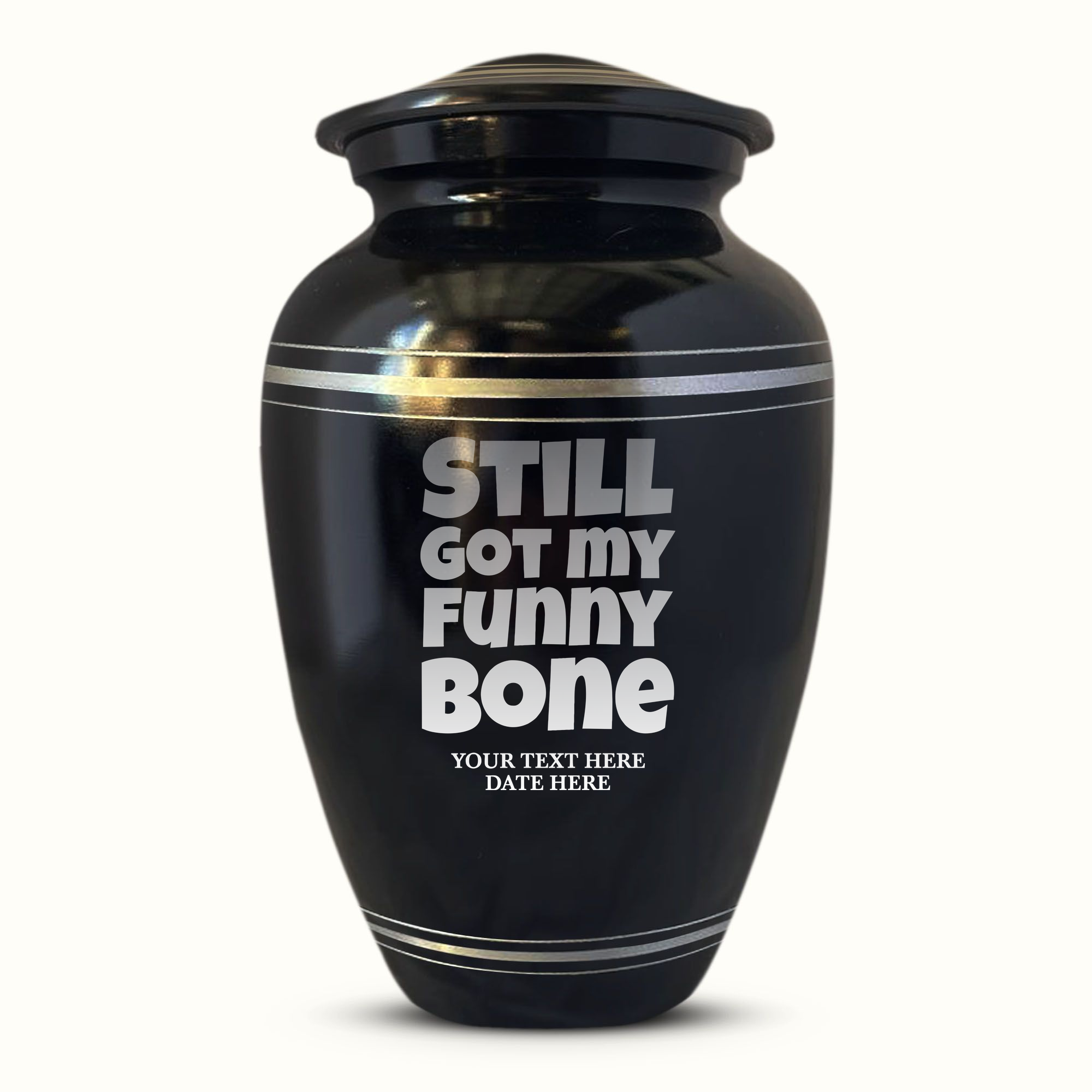 Polished Aluminum with Silver Rim Human Cremation Urn - 200 Cubic Inch | Funny Memorial