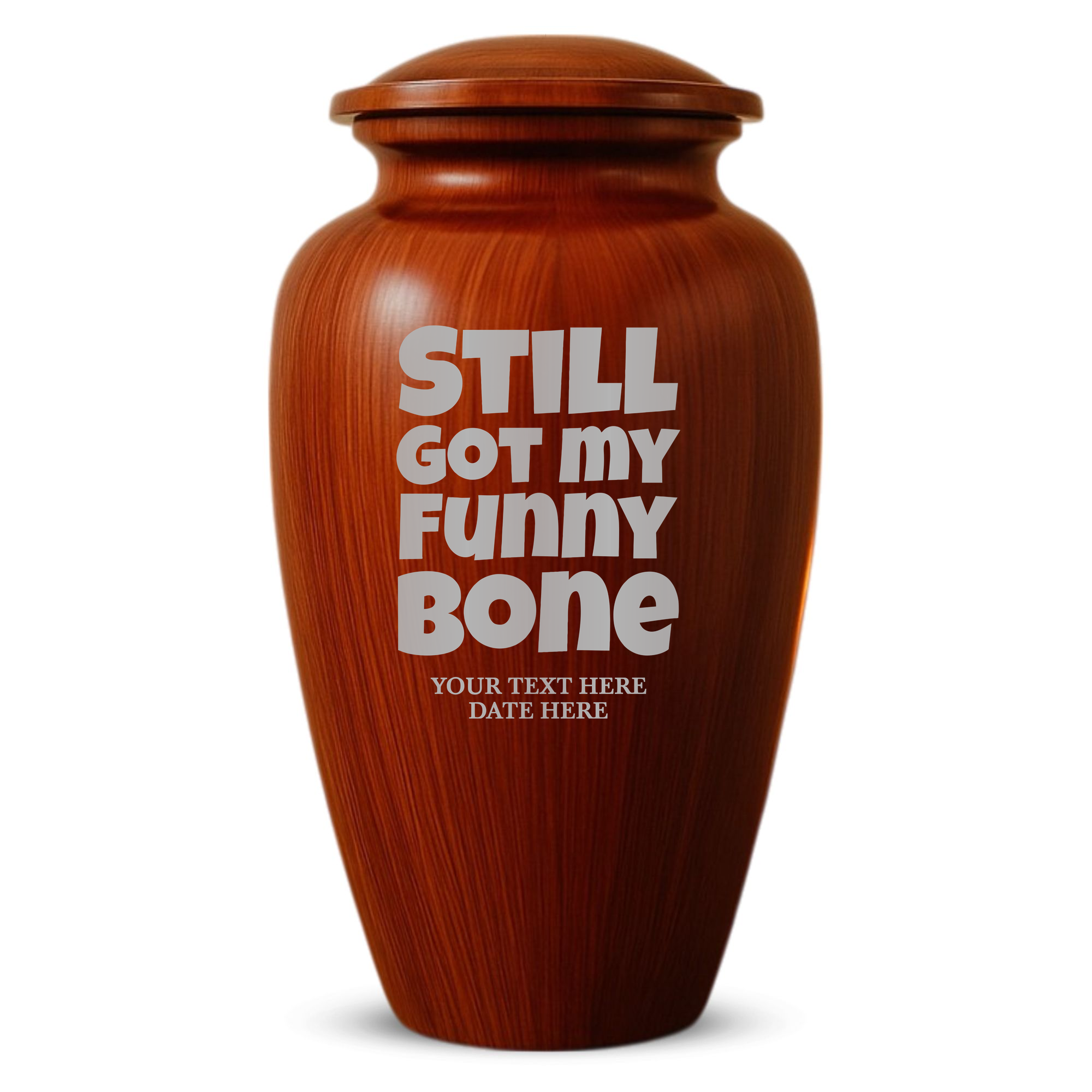 Human Cremation Urn - 200 Cubic Inch - Ingrained Wood Style Finish | Funny Memorial