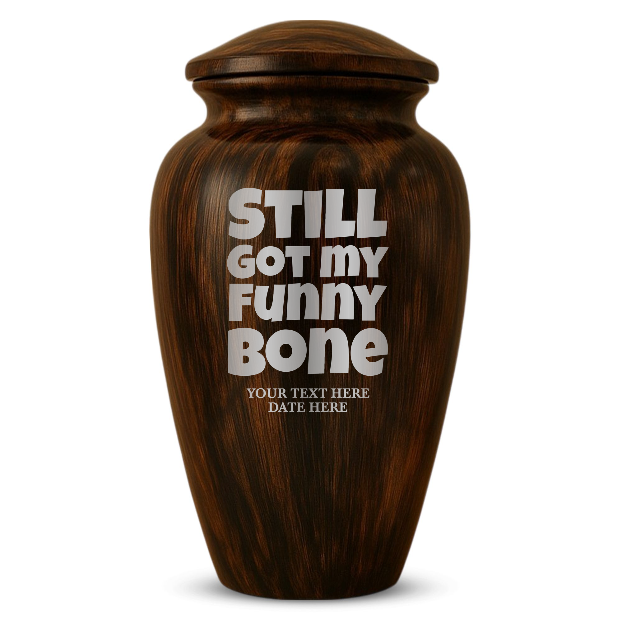 Human Cremation Urn - 200 Cubic Inch - Ingrained Wood Style Finish | Funny Memorial
