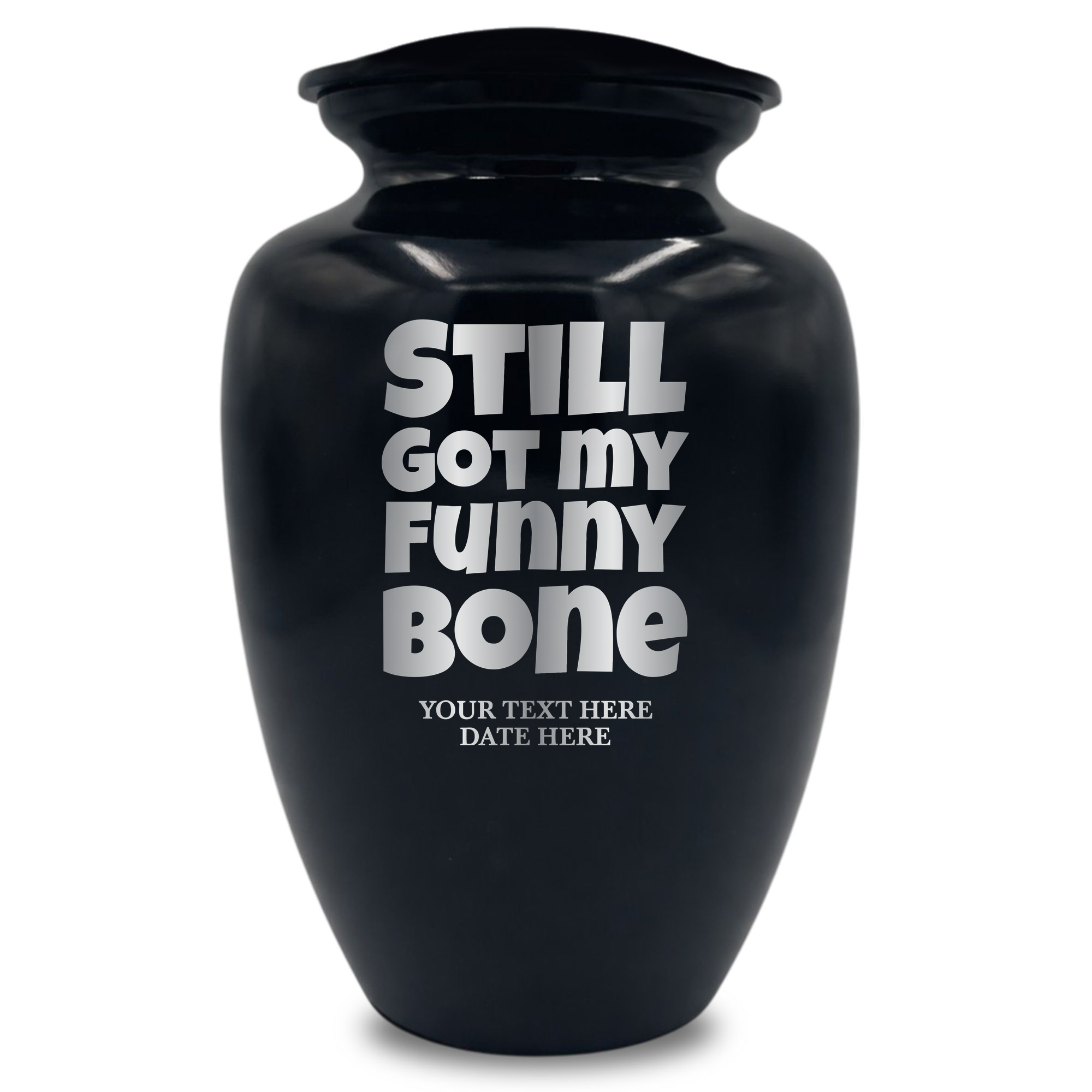 Polished Extra Large Human Cremation Urn 200-350 Cubic Inch - Engraved Aluminum | Funny Memorial